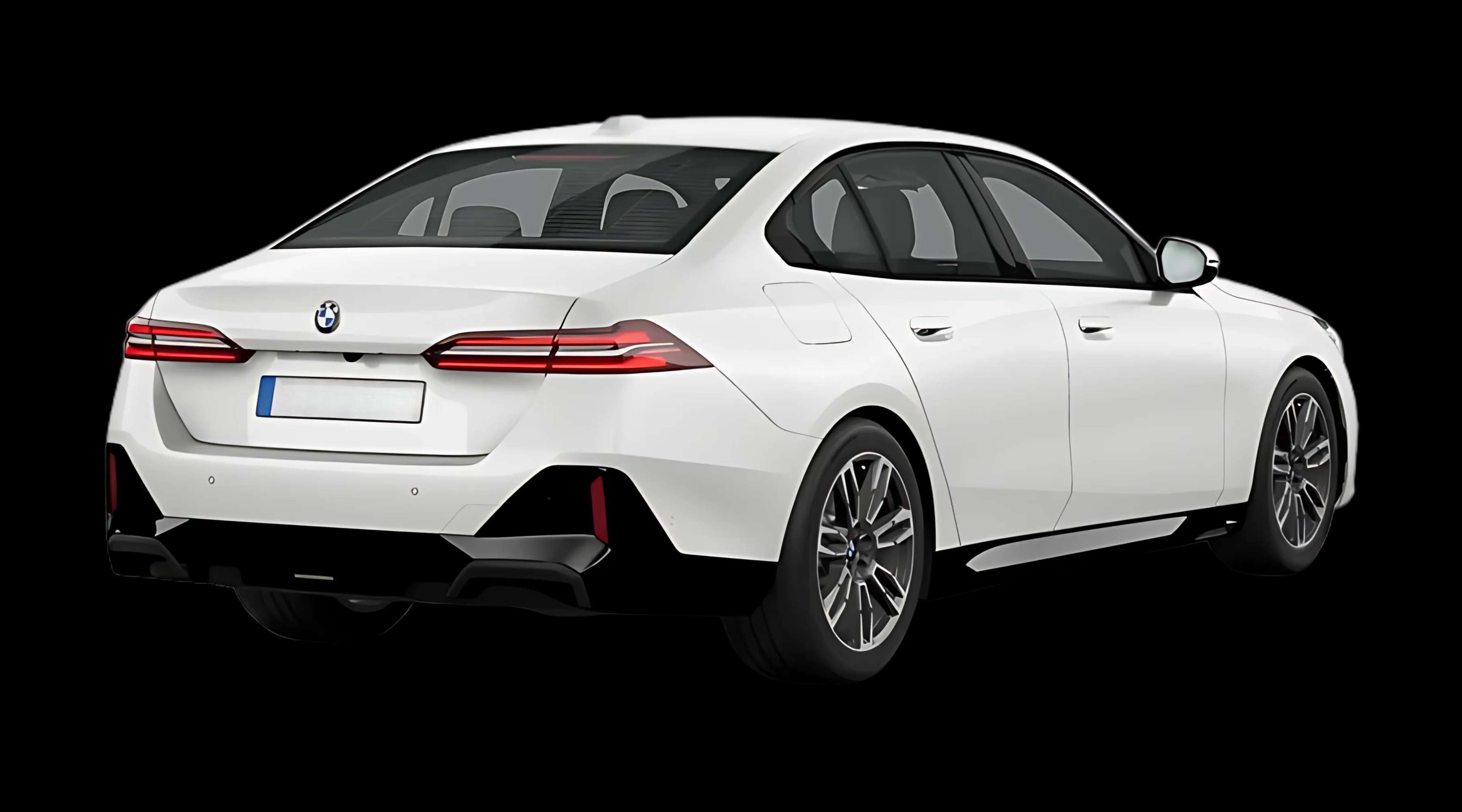 Schräge Heckansicht auf einen BMW 5er-Reihe, freigestellt