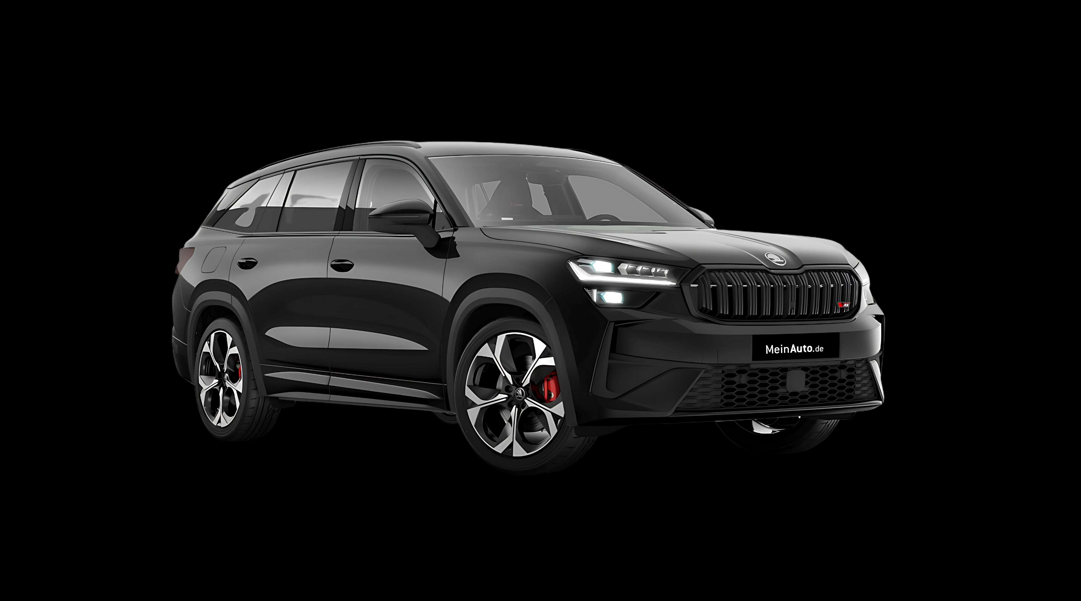 Schräge Frontansicht auf einen Skoda Kodiaq, freigestellt