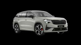 Schräge Frontansicht auf einen Skoda Kodiaq RS, freigestellt