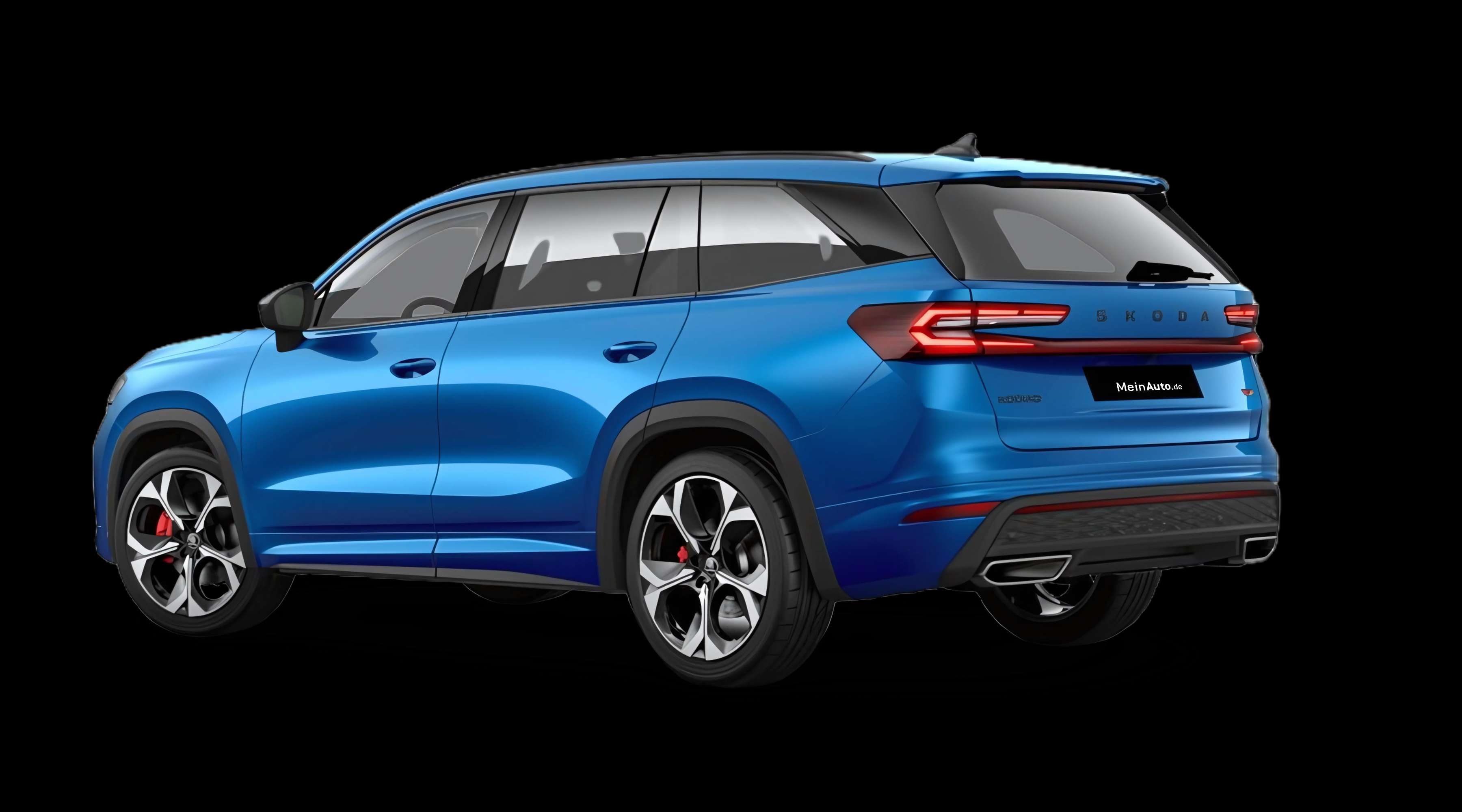 Schräge Heckansicht eines Skoda Kodiaq, freigestellt