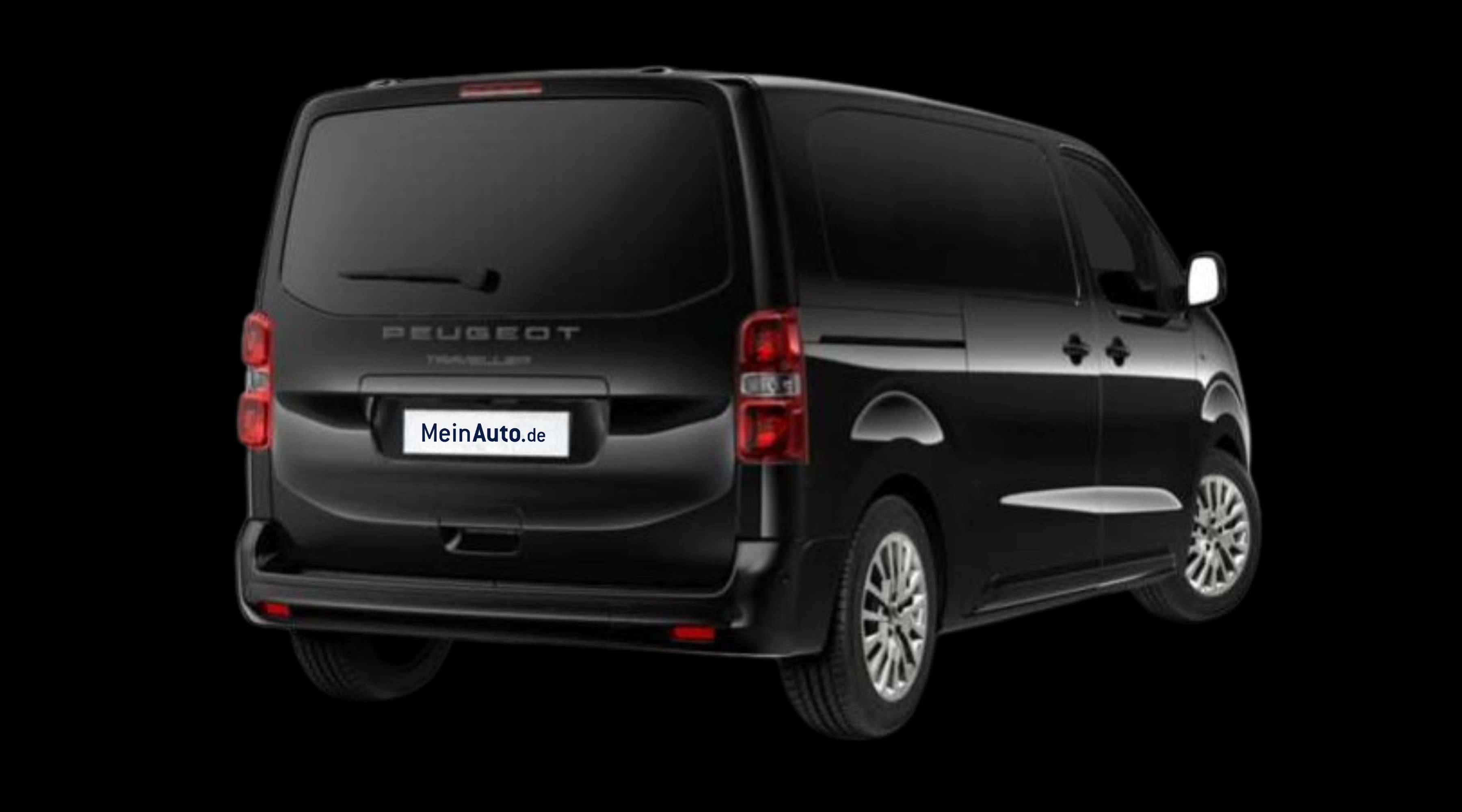 Schräge Heckansicht eines Peugeot Traveller, freigestellt