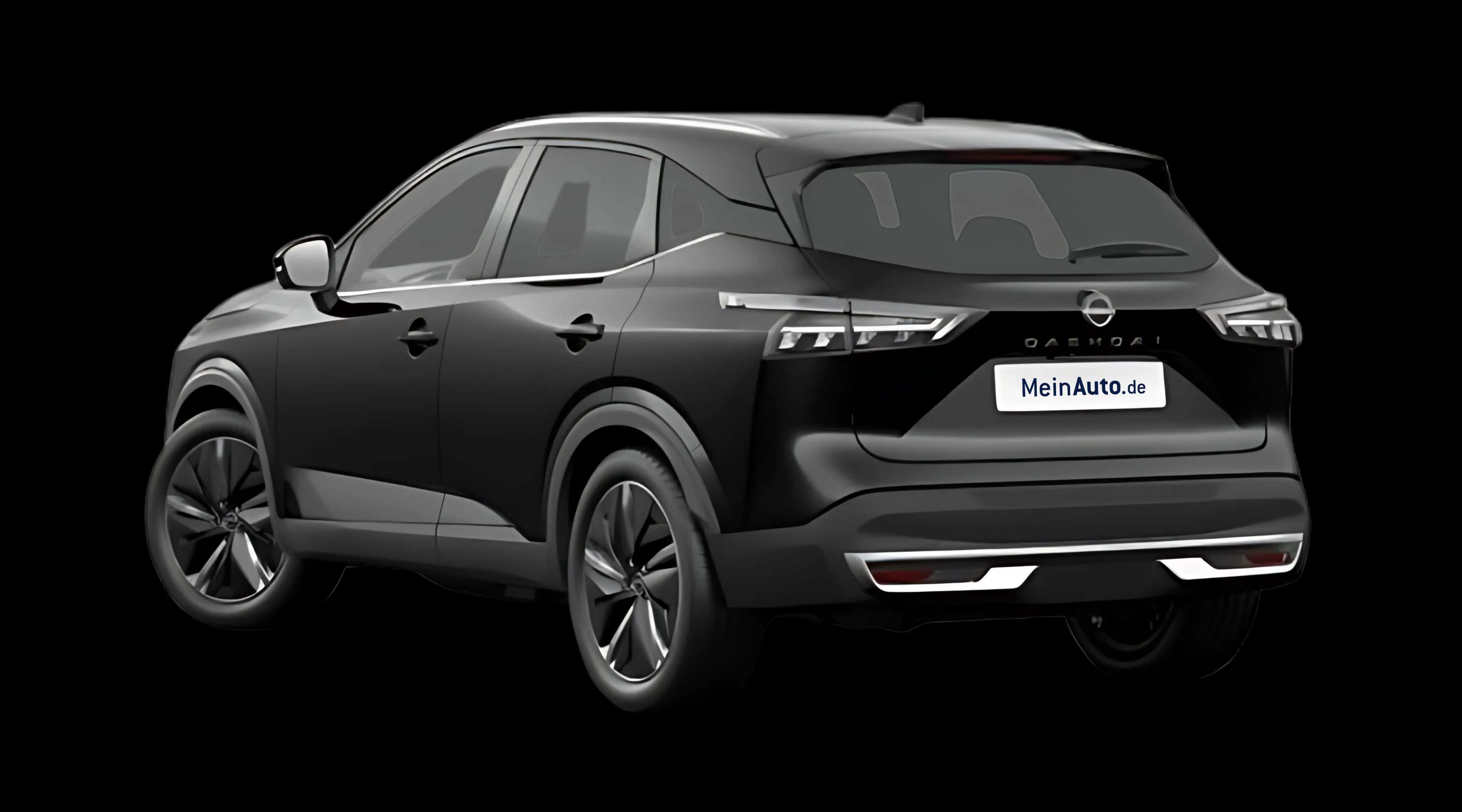 Schräge Heckansicht eines Nissan Qashqai, freigestellt