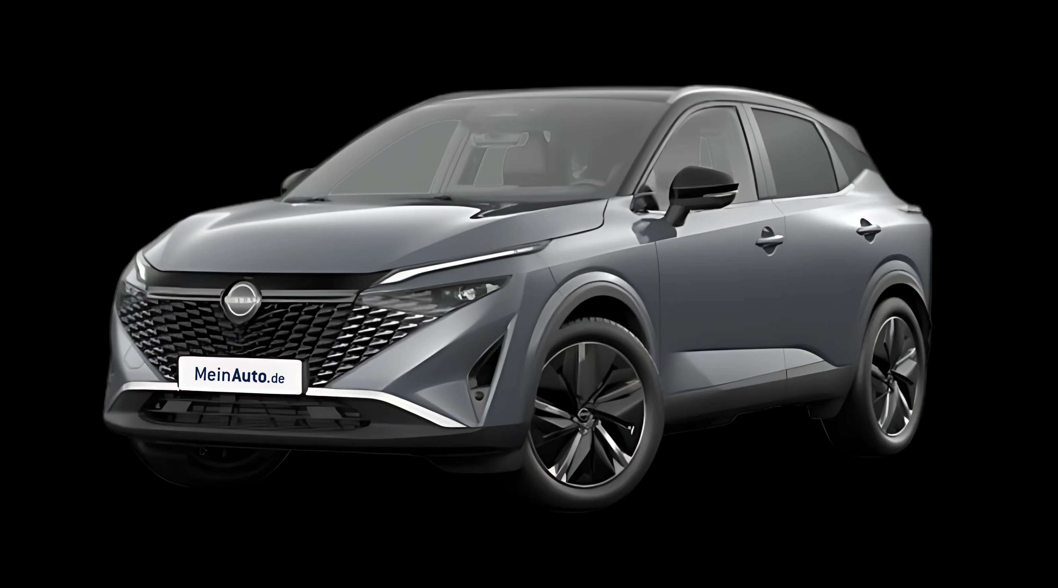 Schräge Frontansicht auf einen Nissan Qashqai, freigestellt