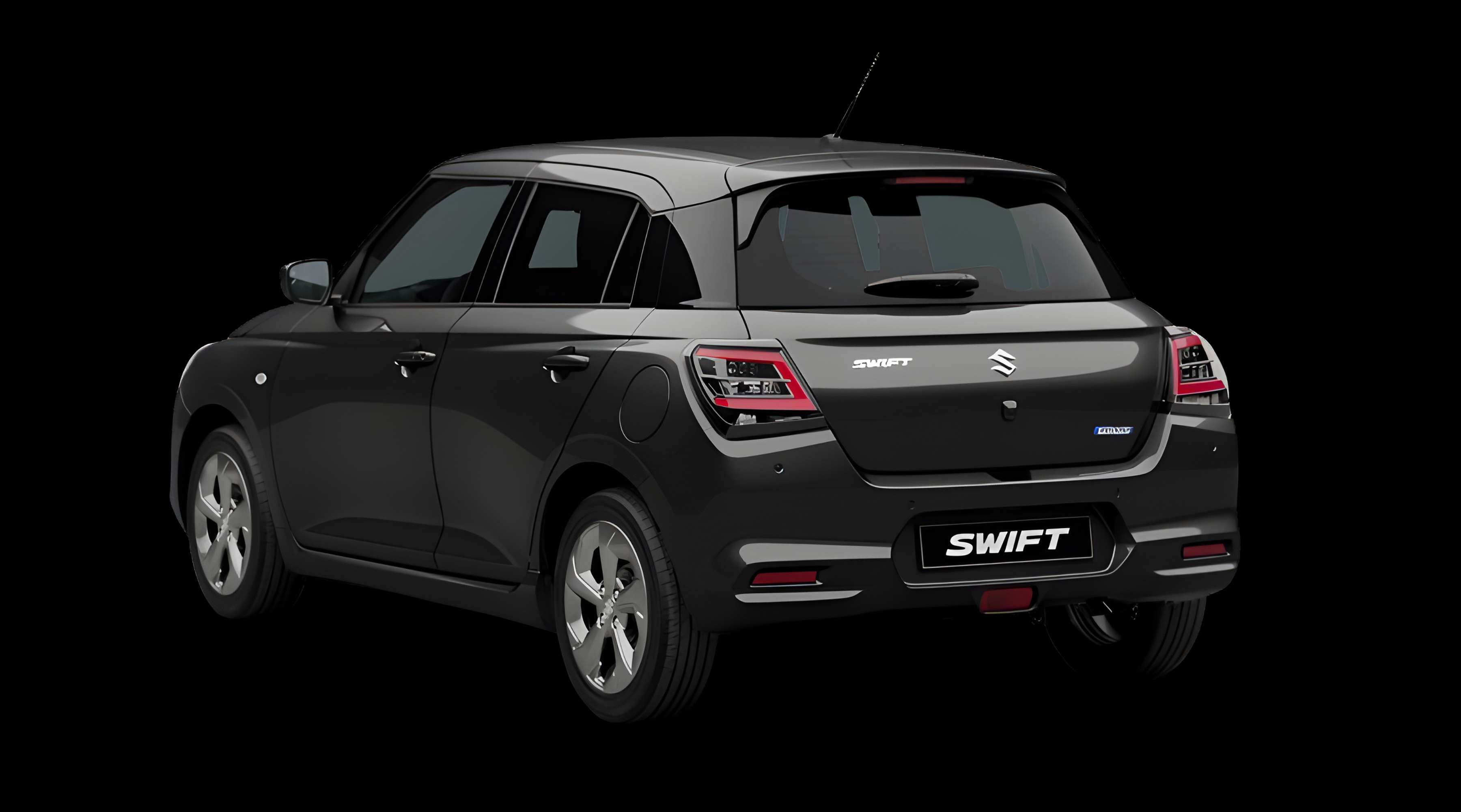 Schräge Heckansicht auf einen Suzuki Swift, freigestellt