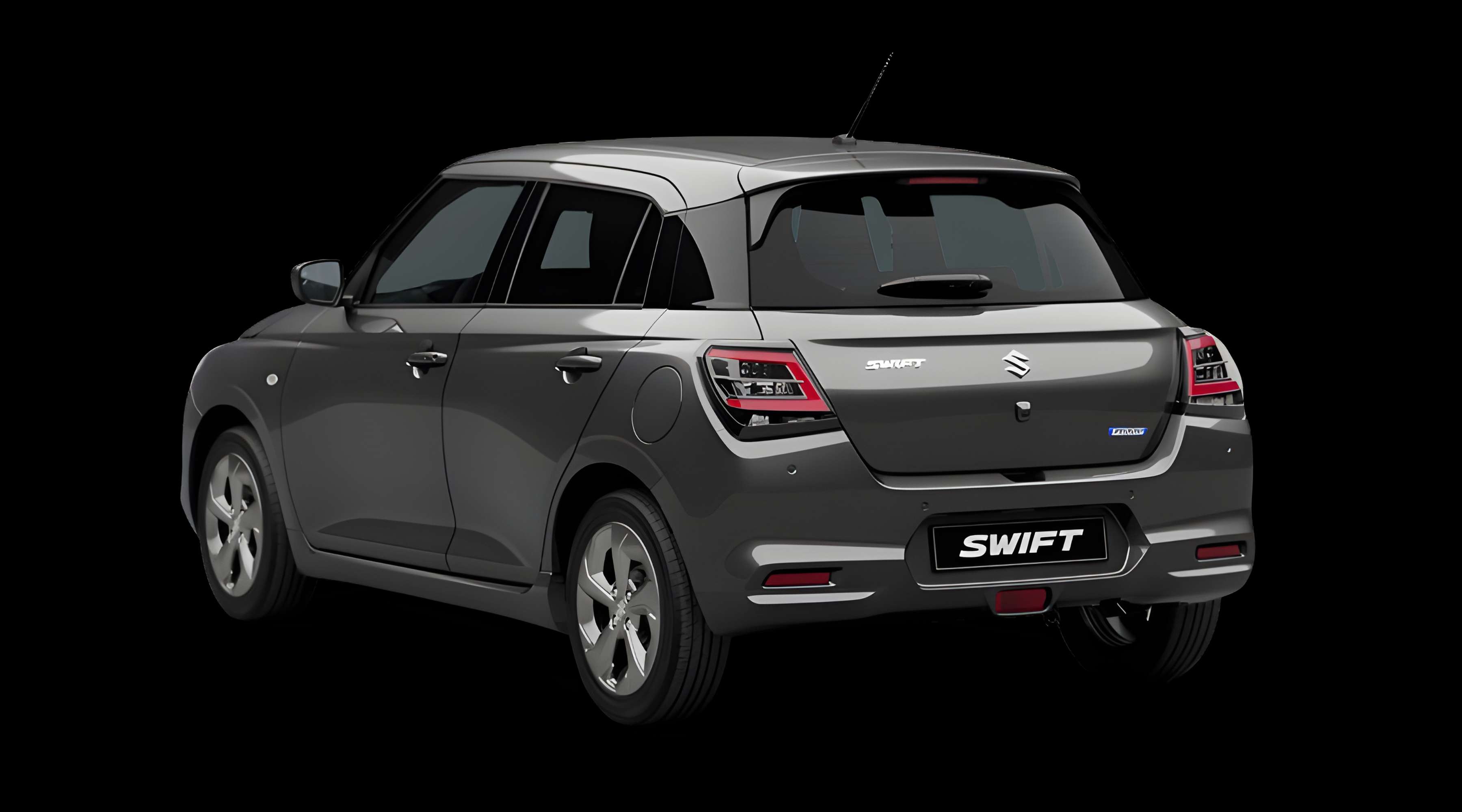 Schräge Heckansicht auf einen Suzuki Swift, freigestellt