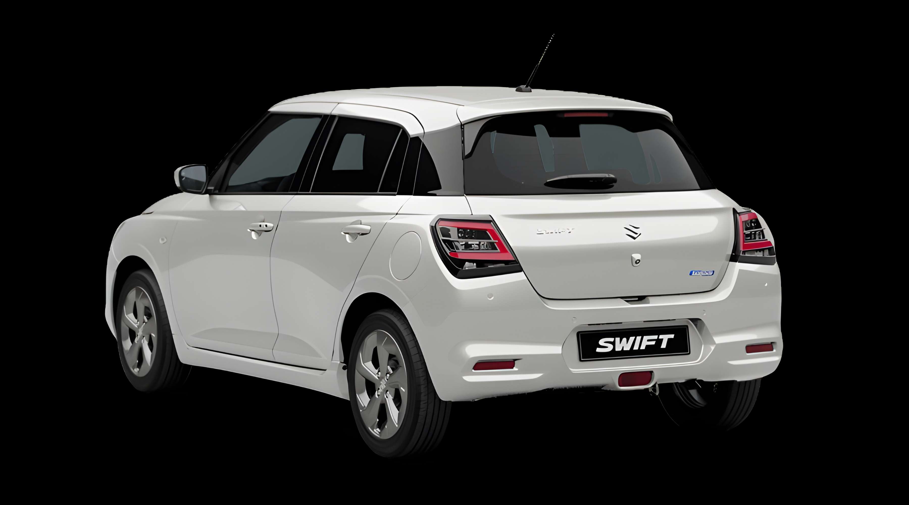 Schräge Heckansicht auf einen Suzuki Swift, freigestellt
