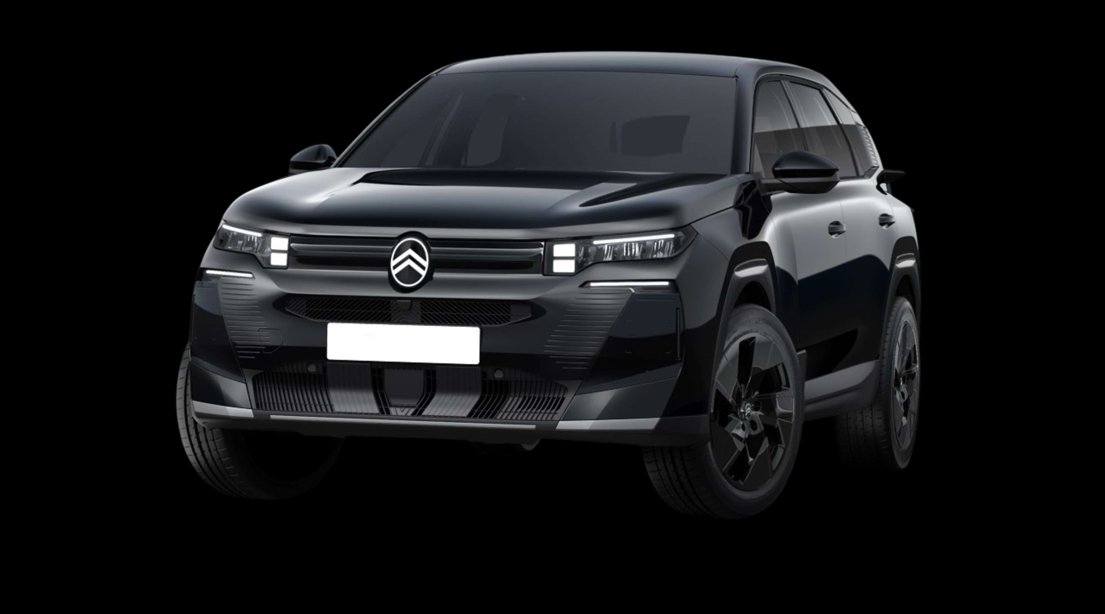 Schräge Frontansicht auf einen Citroën C5 Aircross, freigestellt