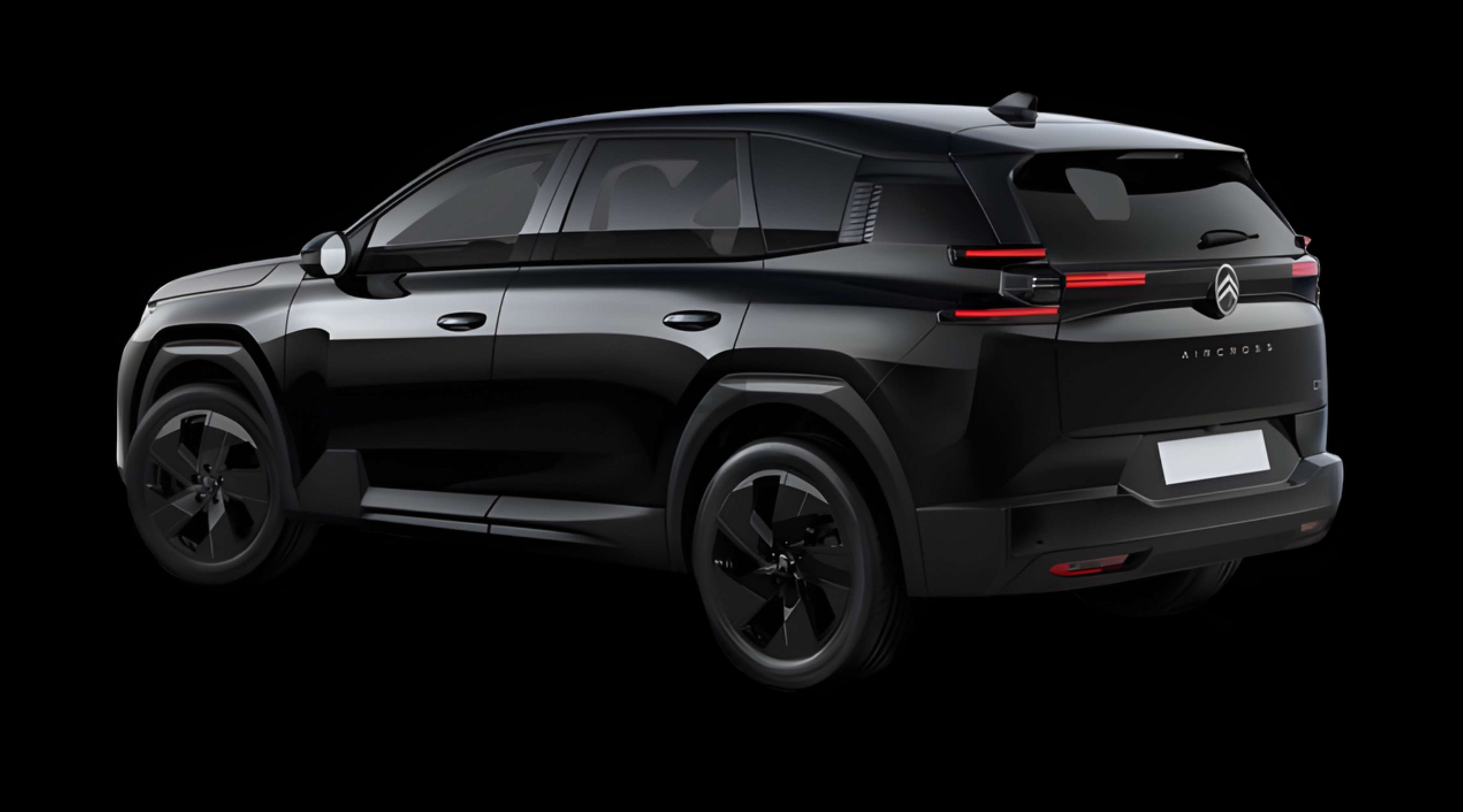 Schräge Heckansicht auf einen Citroën C5 Aircross, freigestellt