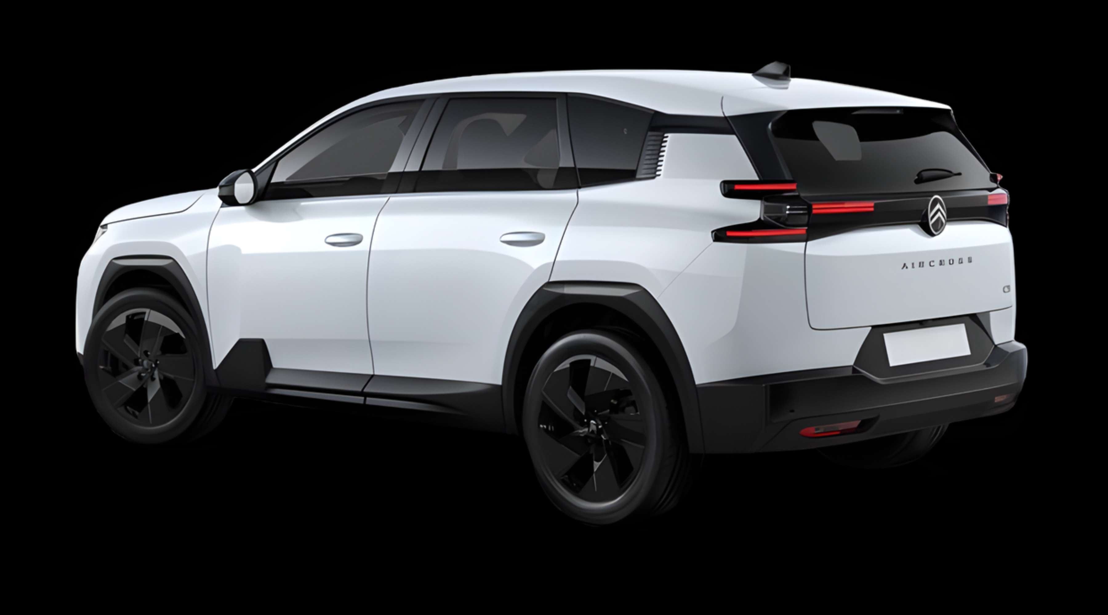 Schräge Heckansicht auf einen Citroën C5 Aircross, freigestellt