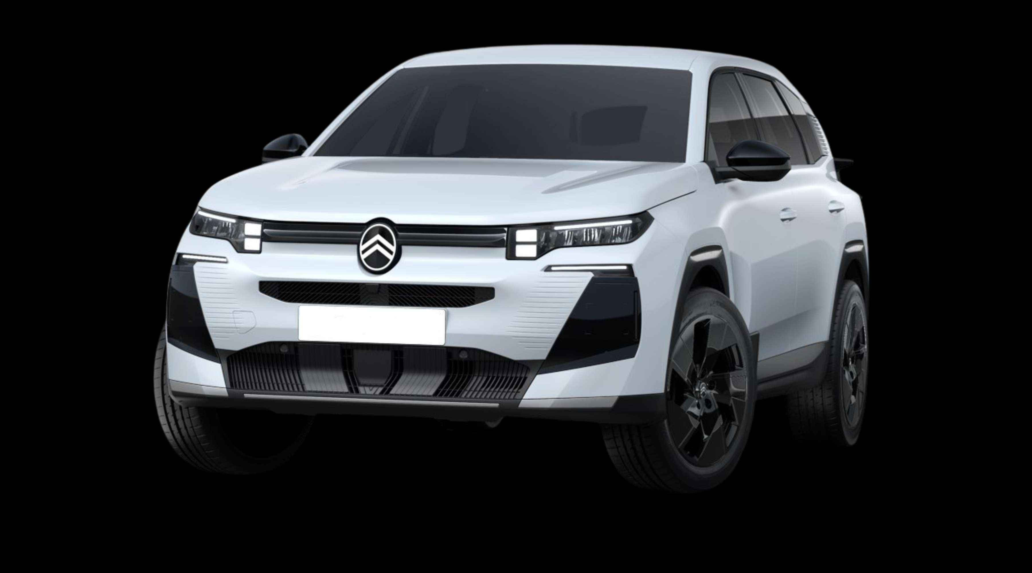 Schräge Frontansicht auf einen Citroën C5 Aircross, freigestellt
