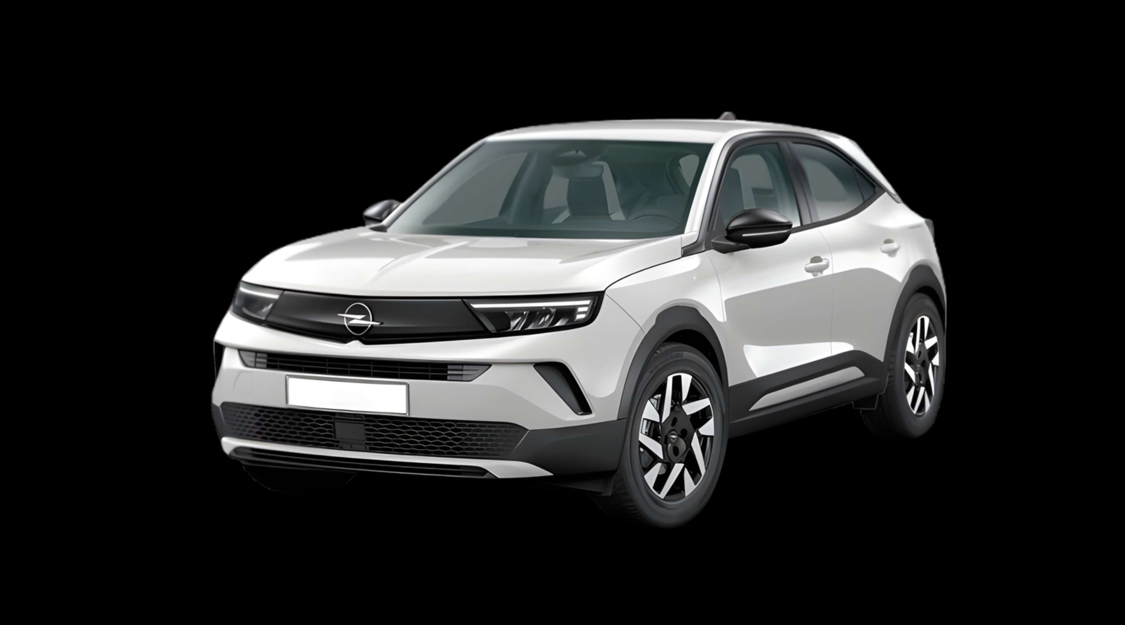 Schräge Frontansicht auf einen Opel Mokka, freigestellt