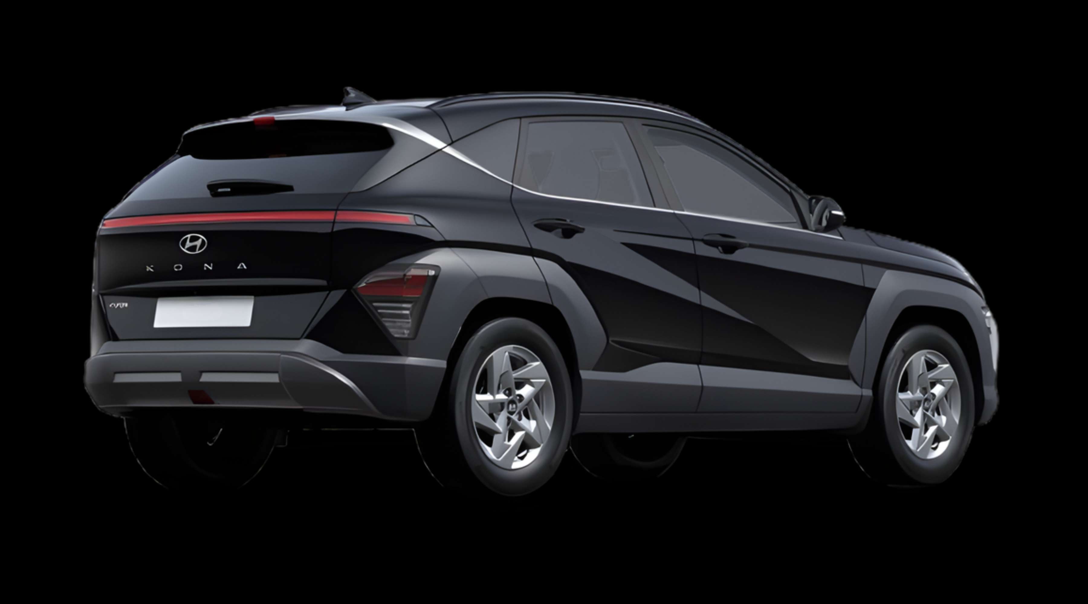 Schräge Heckansicht eines Hyundai Kona, freigestellt