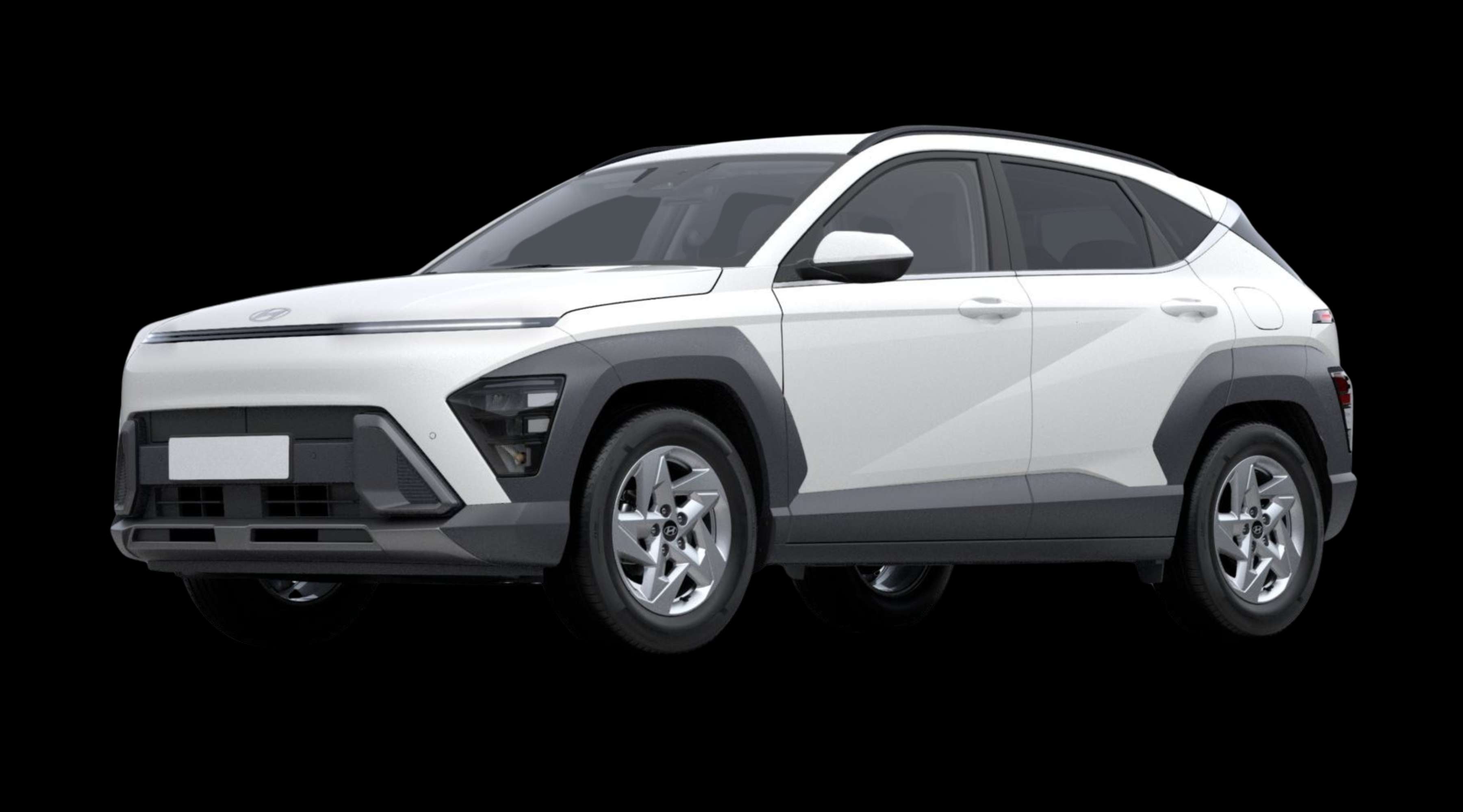 Schräge Frontansicht eines Hyundai Kona, freigestellt