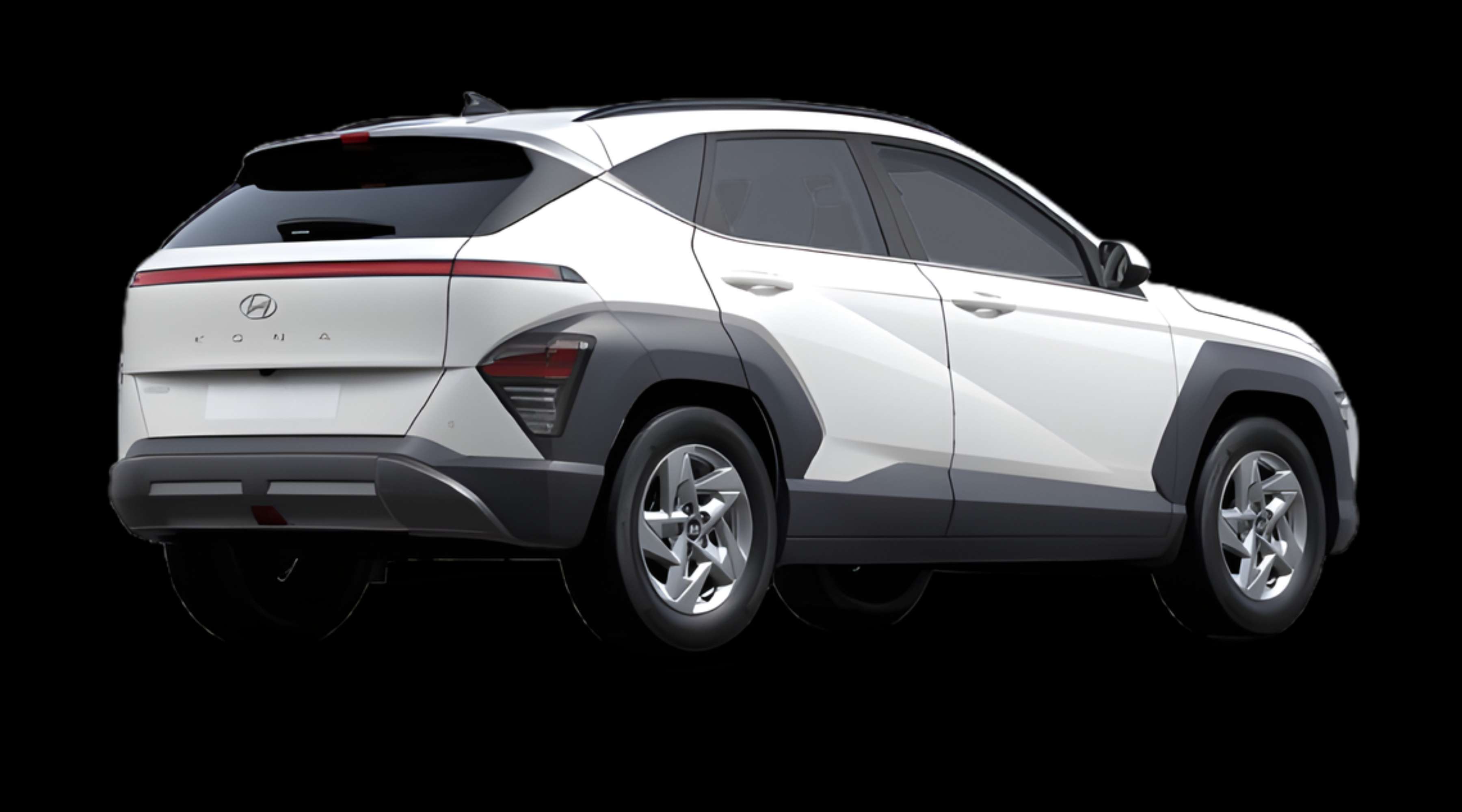 Schräge Heckansicht eines Hyundai Kona, freigestellt