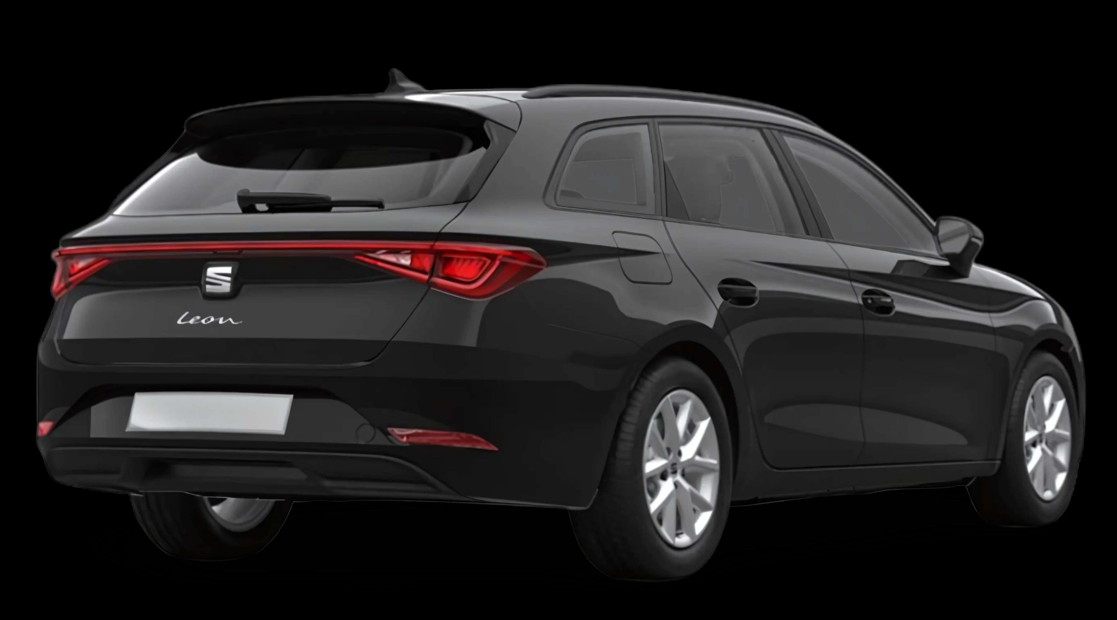 Schräge Heckansicht eines SEAT Leon, freigestellt