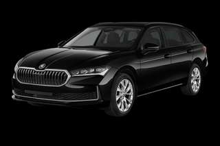 Schräge Frontansicht auf einen Skoda Superb Sportline, freigestellt