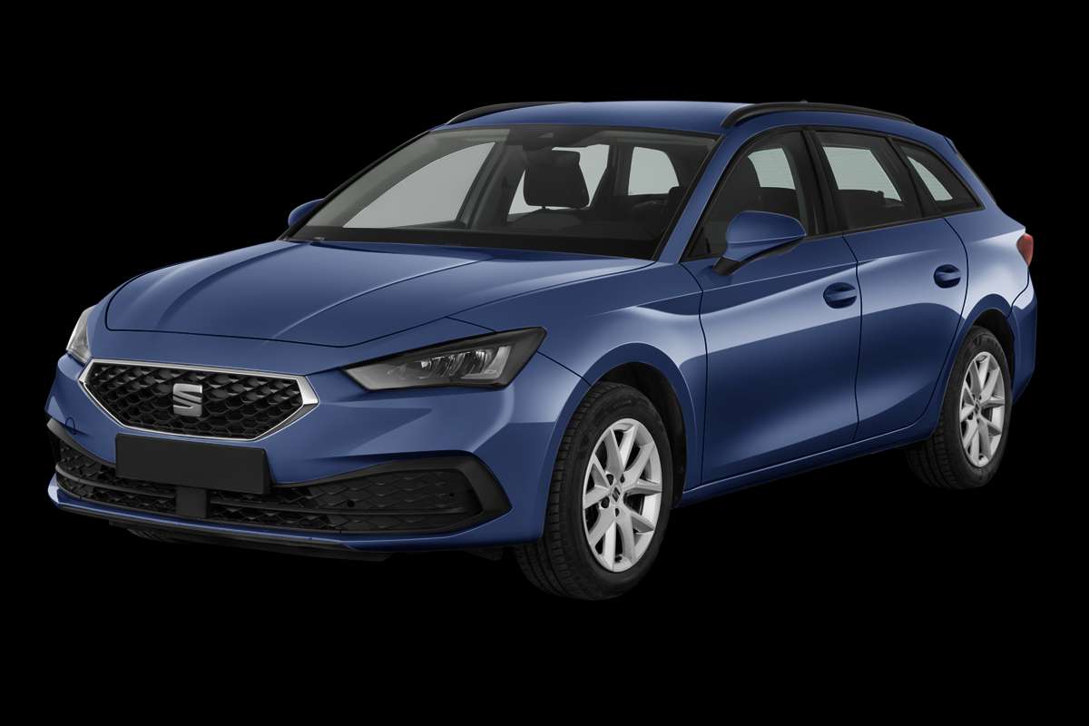 Schräge Frontansicht eines SEAT Leon, freigestellt