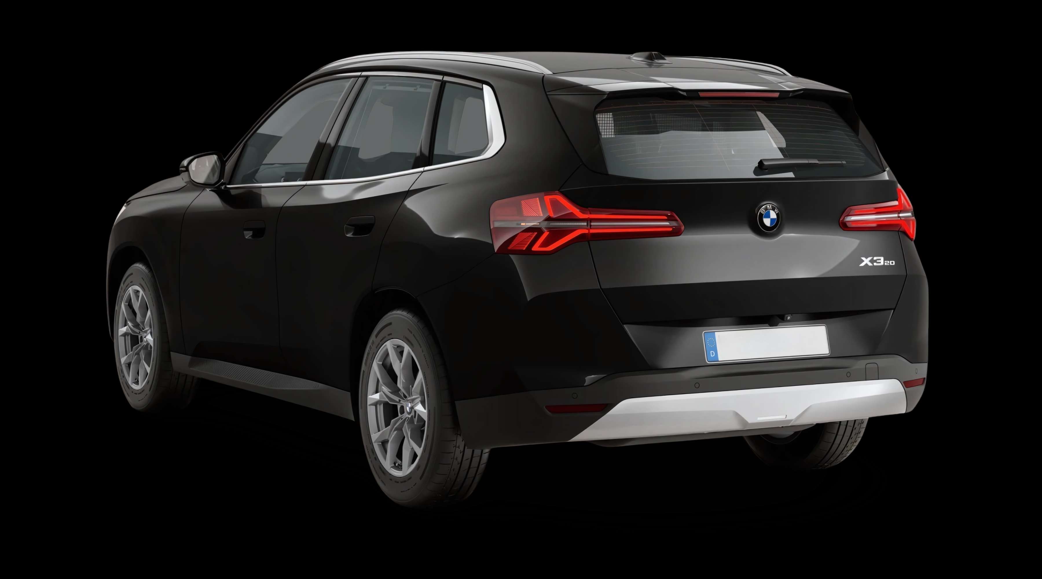 Schräge Heckansicht eines BMW X3, freigestellt