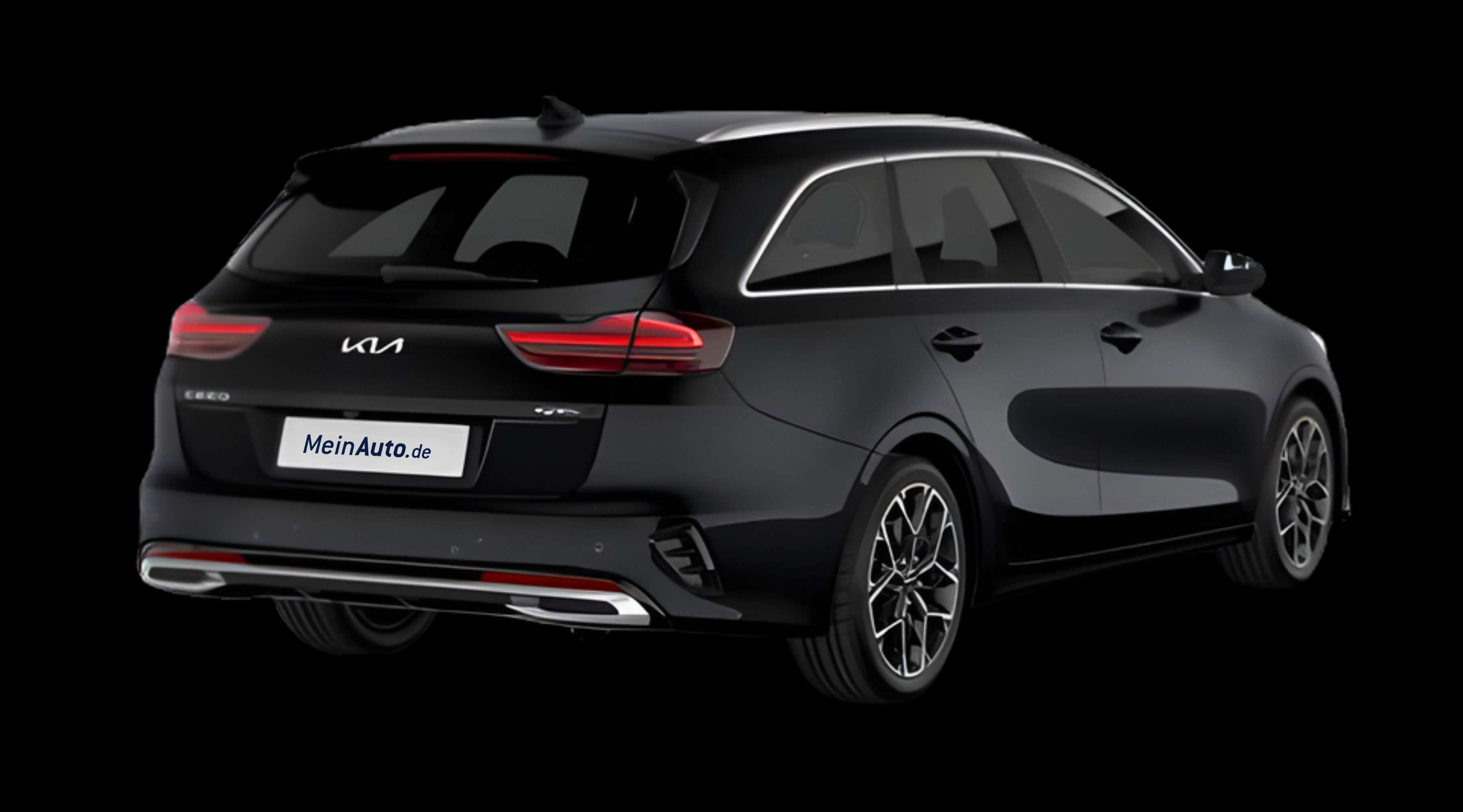 Schräge Heckansicht auf einen Kia Ceed, freigestellt