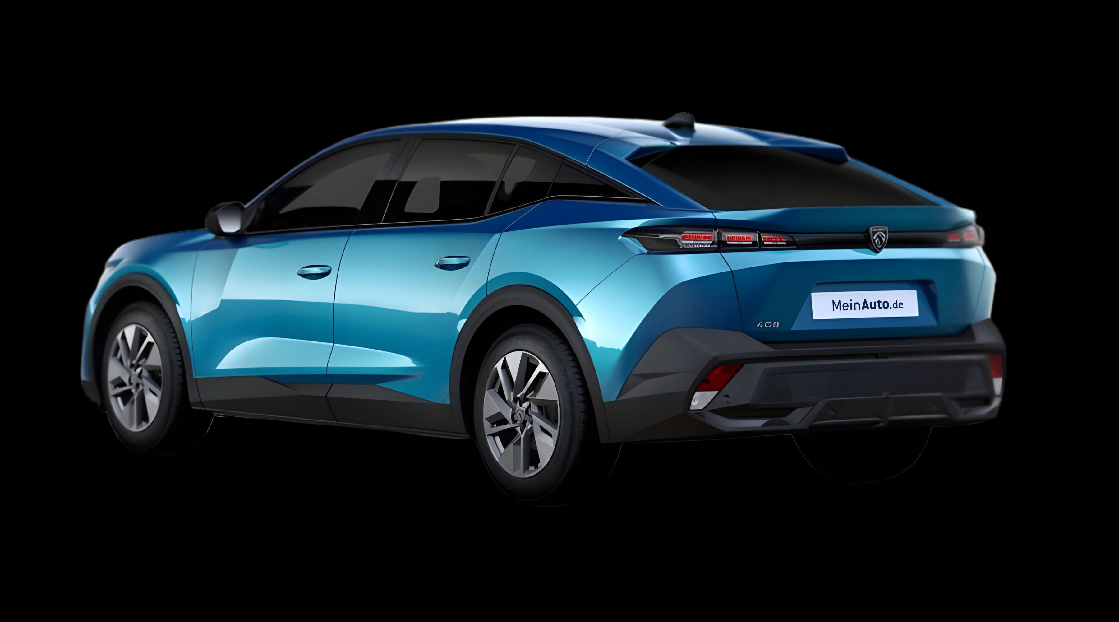 Schräge Heckansicht eines Peugeot 408, freigestellt