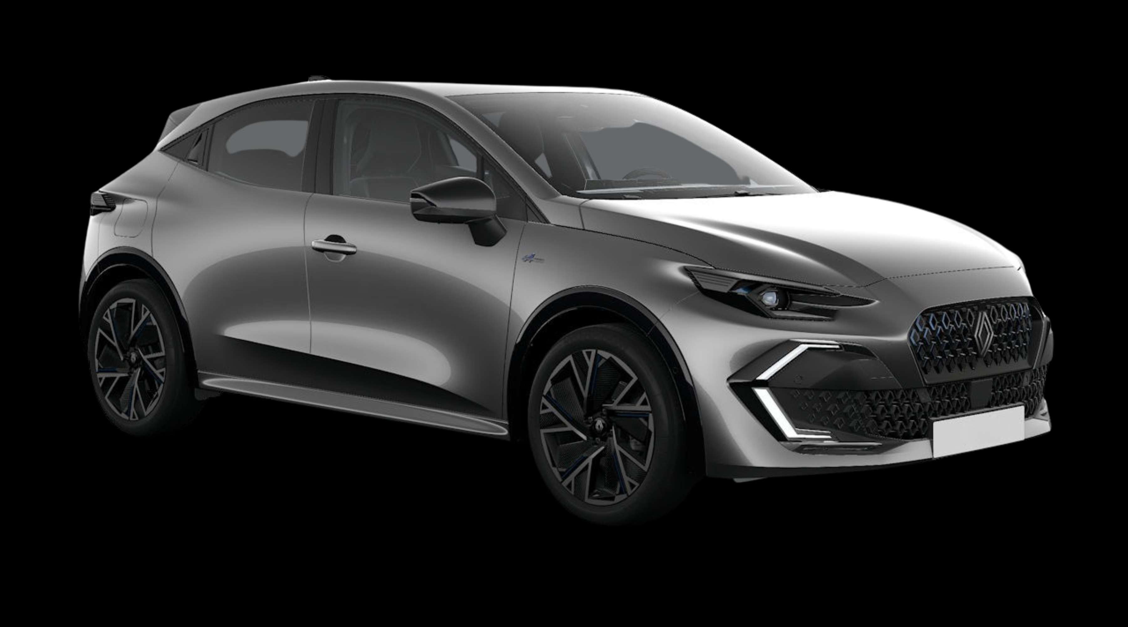 Schräge Frontansicht eines Renault Clio, freigestellt