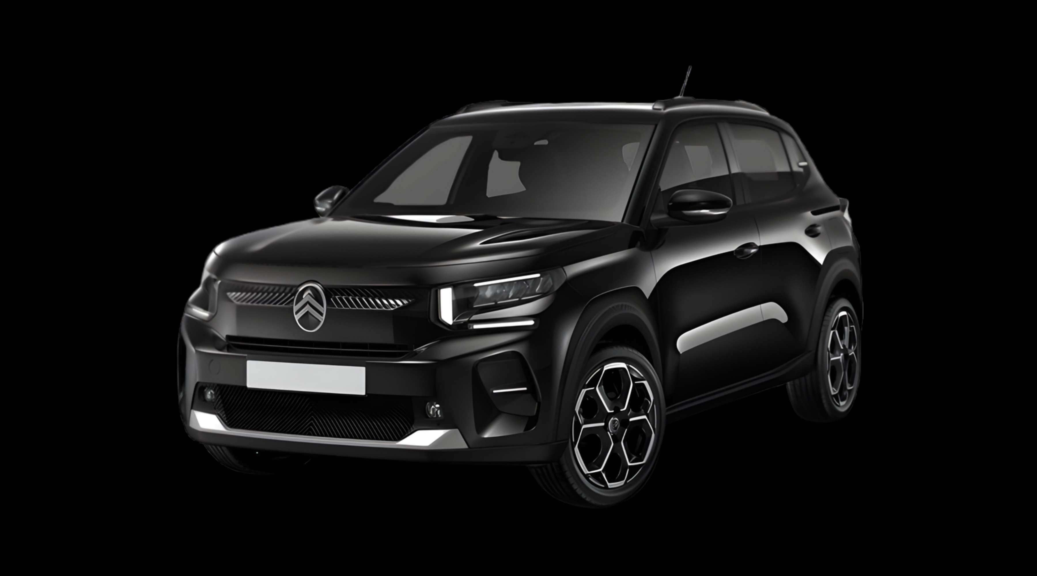 Schräge Frontansicht eines Citroën C3, freigestellt