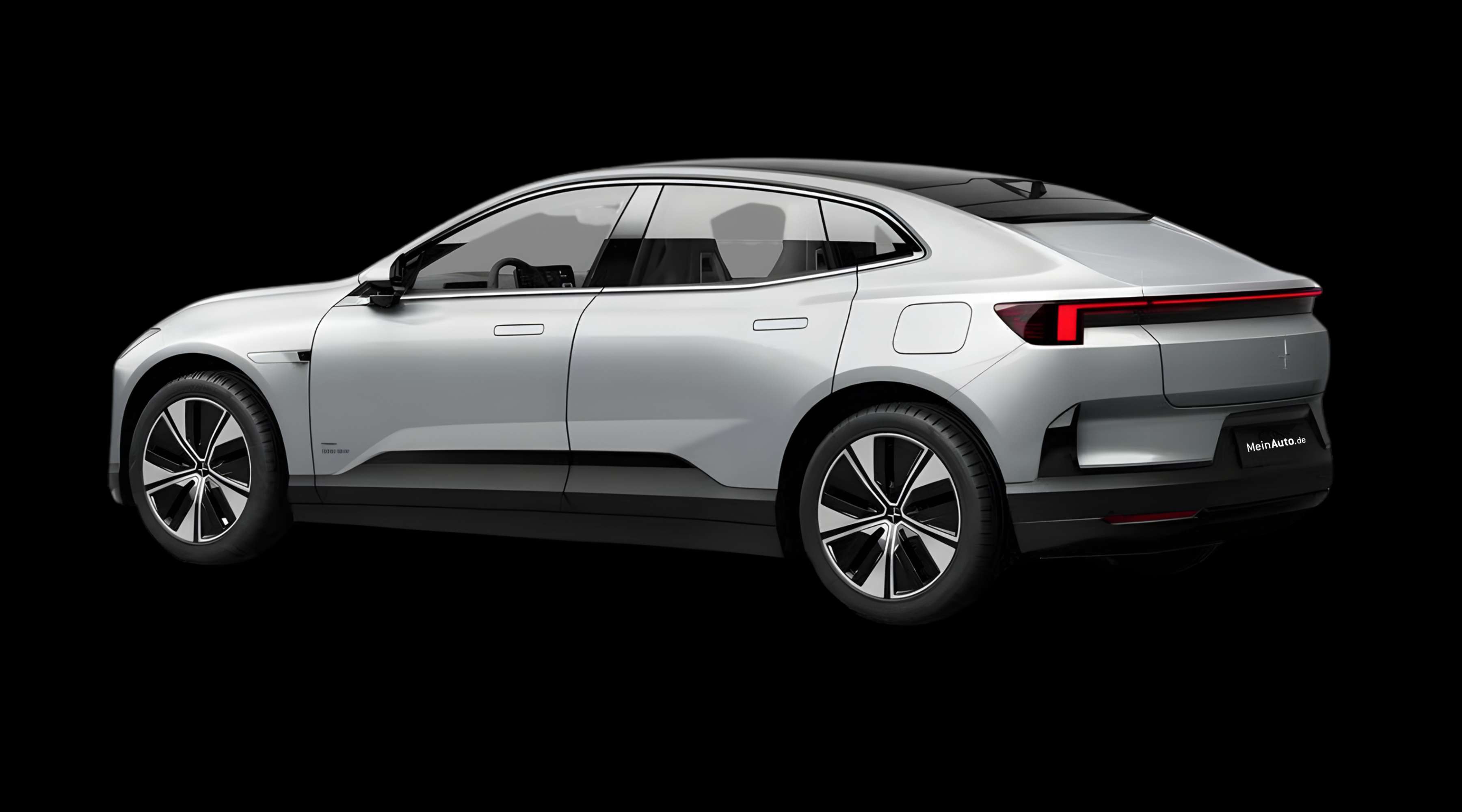 Schräge Heckansicht eines Polestar 4, freigestellt