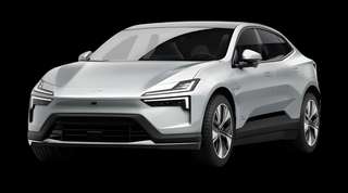 Schräge Frontansicht auf einen Polestar 4 , freigestellt