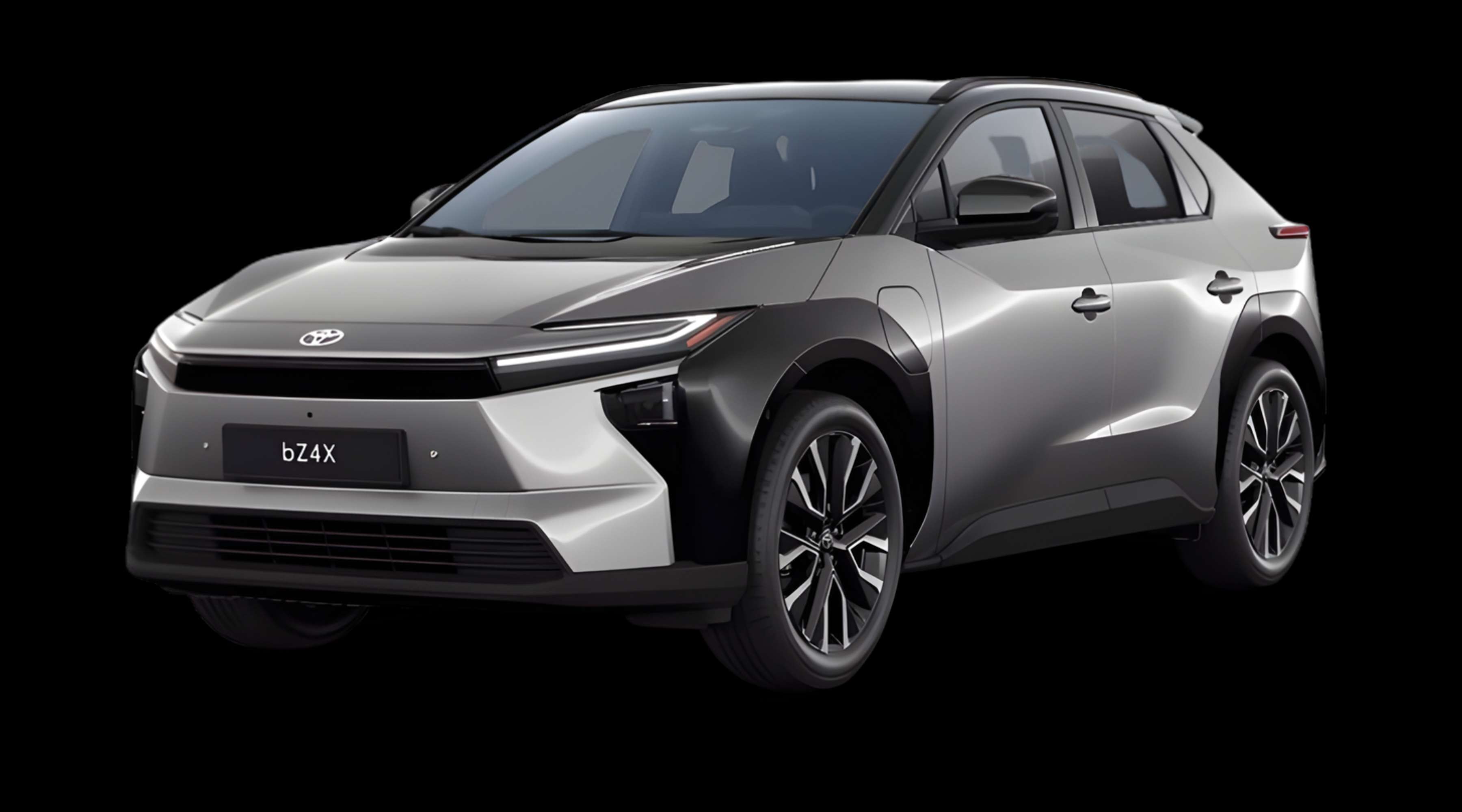 Schräge Frontansicht eines Toyota bZ4X, freigestellt