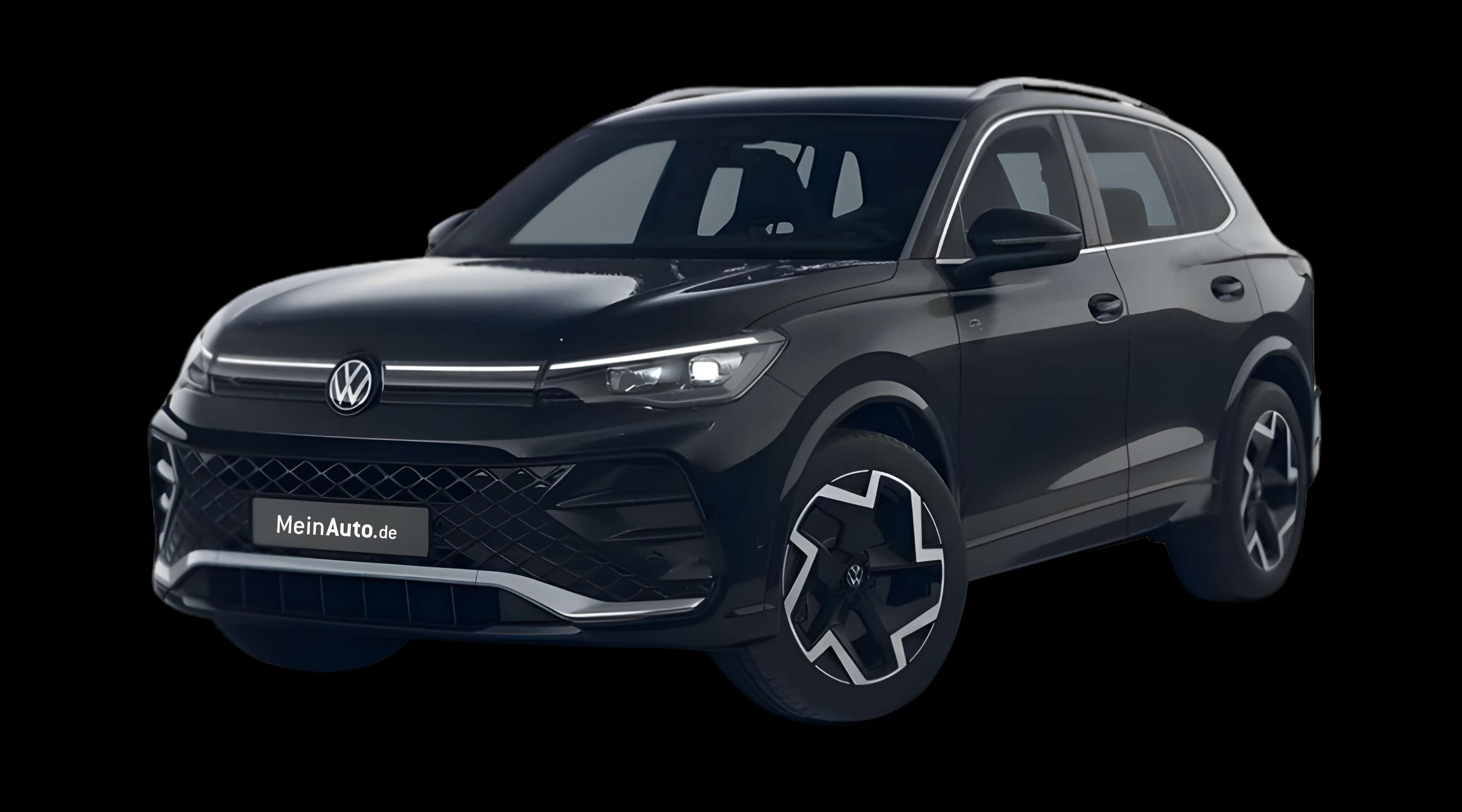Schräge Frontansicht eines Volkswagen Tiguan, freigestellt