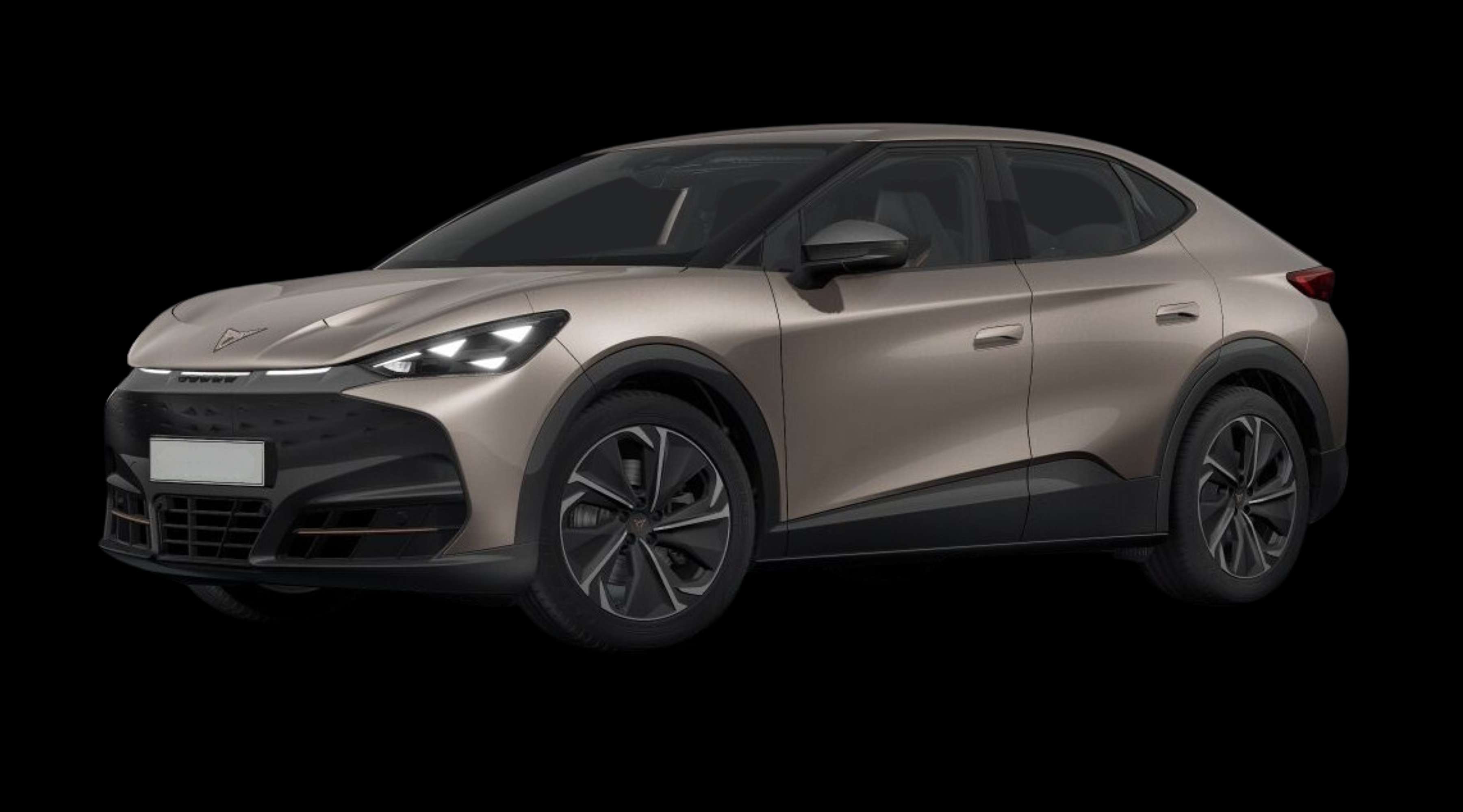 Schräge Frontansicht eines CUPRA Tavascan, freigestellt