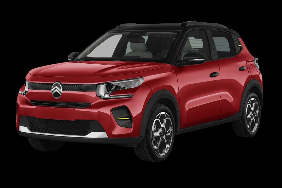 Schräge Frontansicht eines Citroën C3, freigestellt