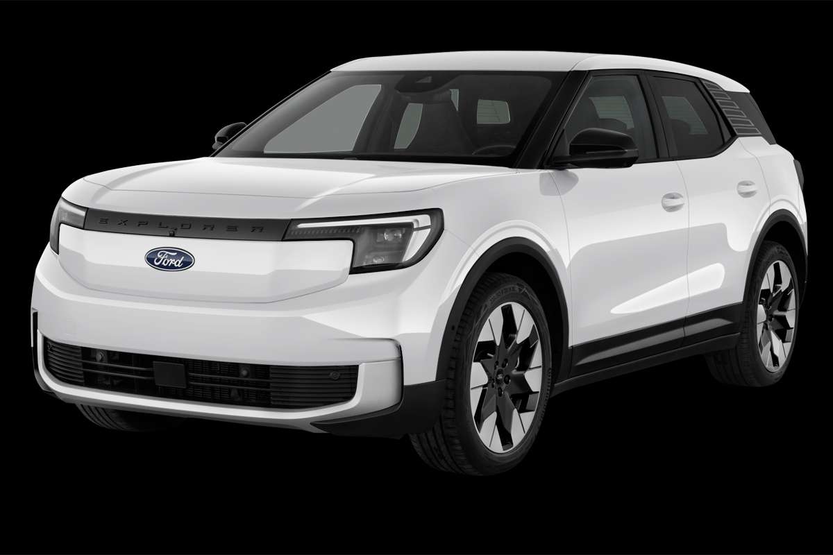 Schräge Frontansicht eines Ford Explorer, freigestellt