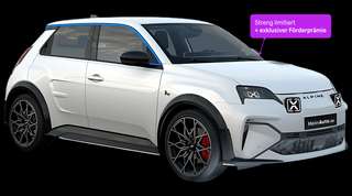 Schräge Frontansicht auf einen Alpine A290 GT Performance, freigestellt