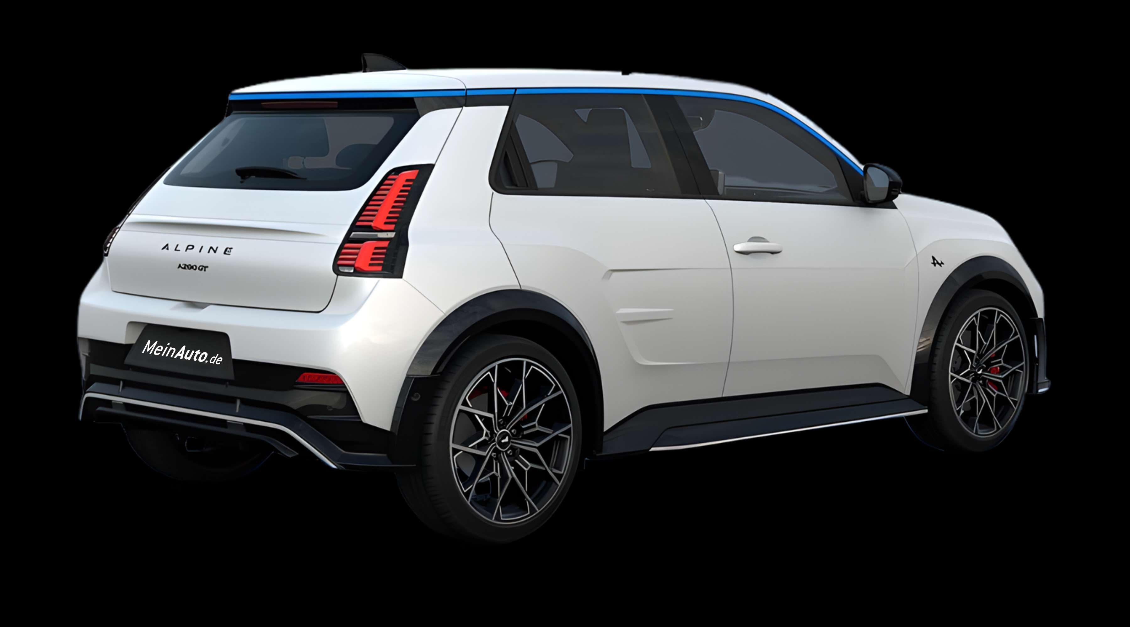 Schräge Heckansicht eines Alpine A290, freigestellt