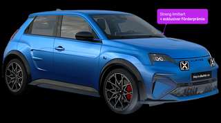 Schräge Frontansicht auf einen Alpine A290 GT Performance, freigestellt