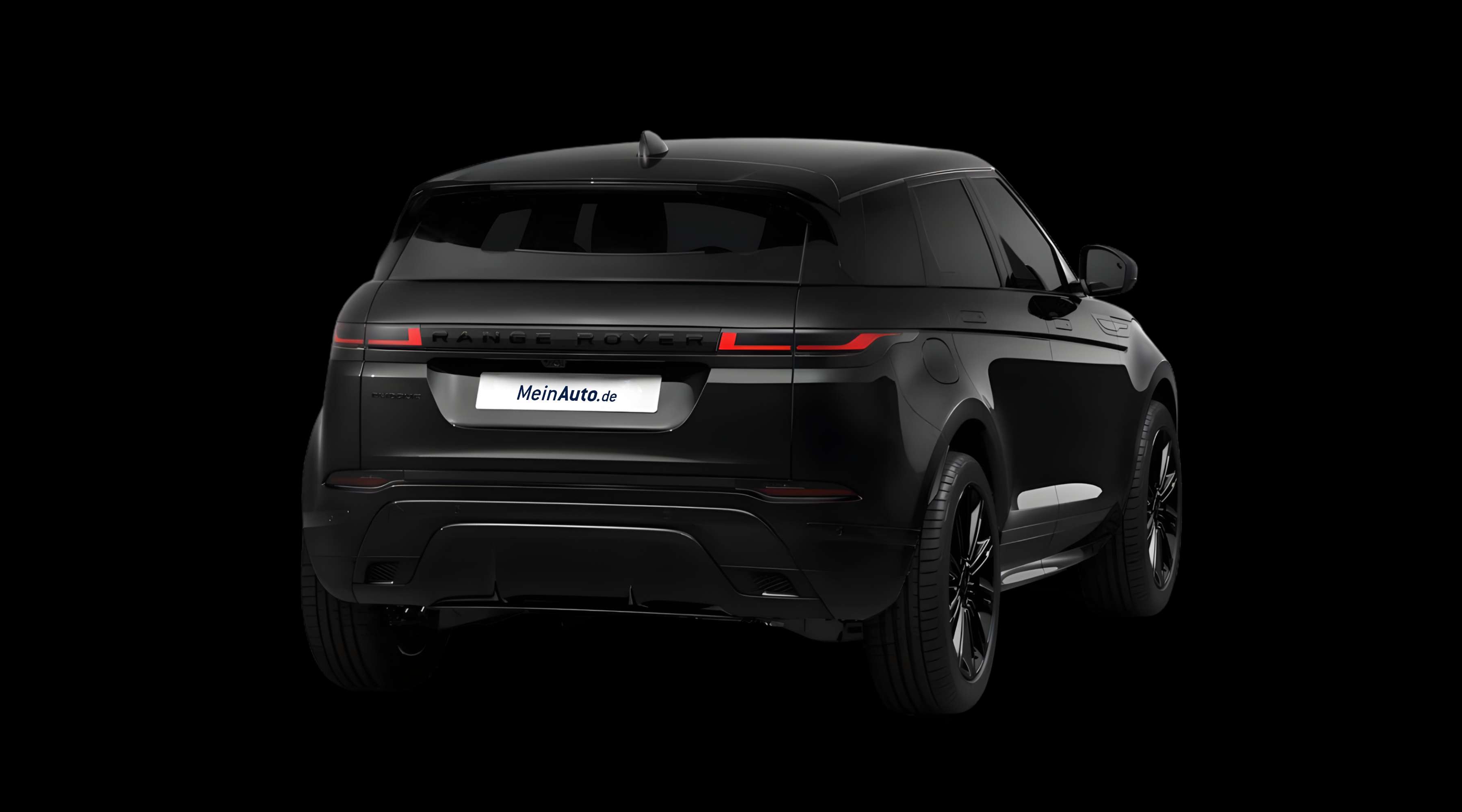 Schräge Heckansicht eines Land Rover Range Rover Evoque, freigestellt