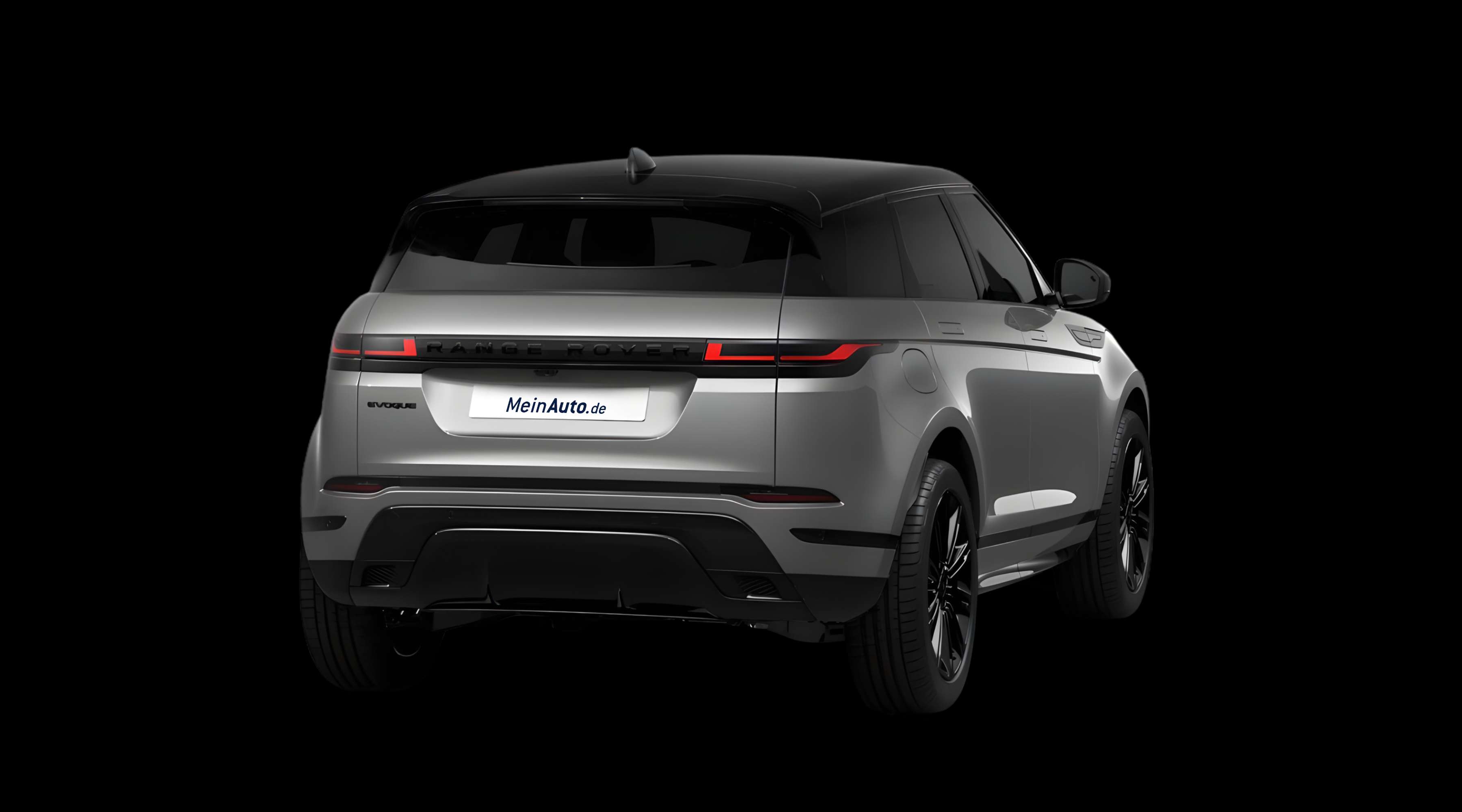 Schräge Heckansicht eines Land Rover Range Rover Evoque, freigestellt