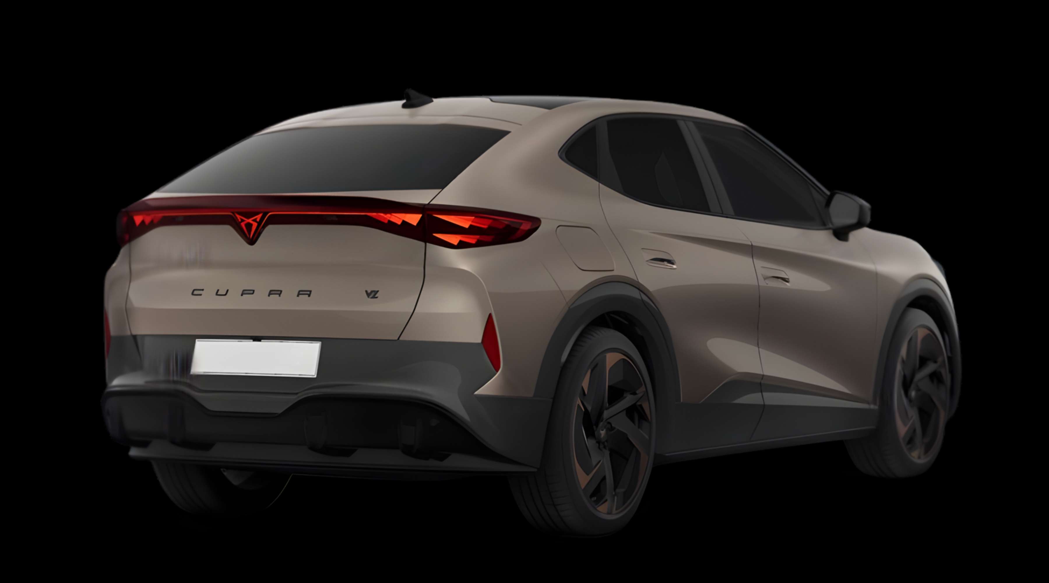 Schräge Heckansicht eines CUPRA Tavascan, freigestellt