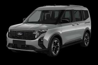 Schräge Frontansicht auf einen Ford Tourneo Courier Active, freigestellt