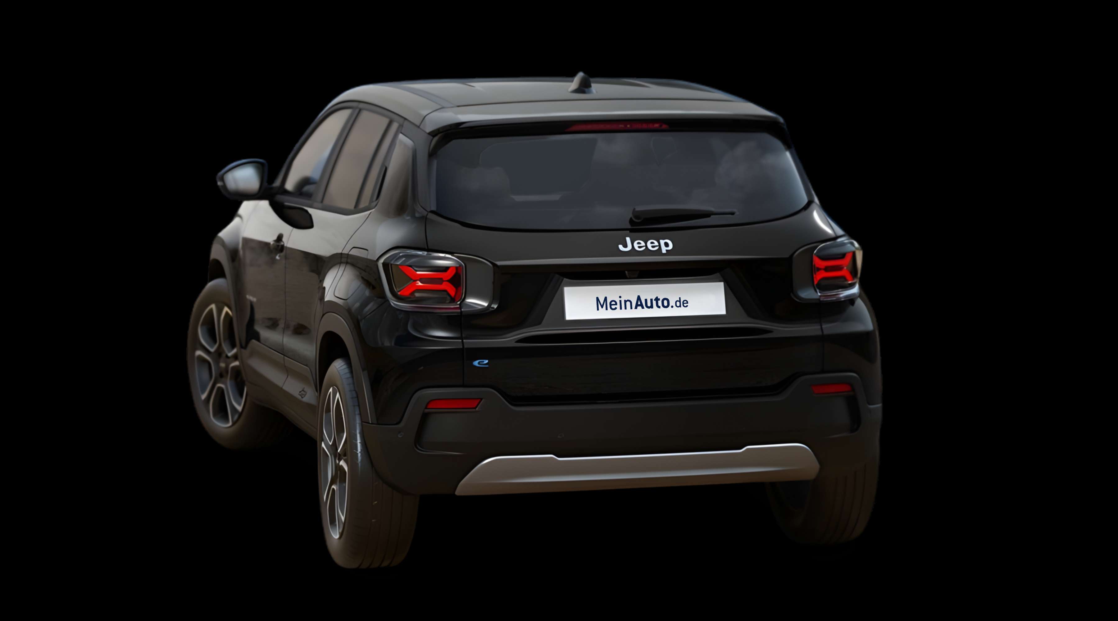 Schräge Heckansicht eines Jeep Avenger, freigestellt