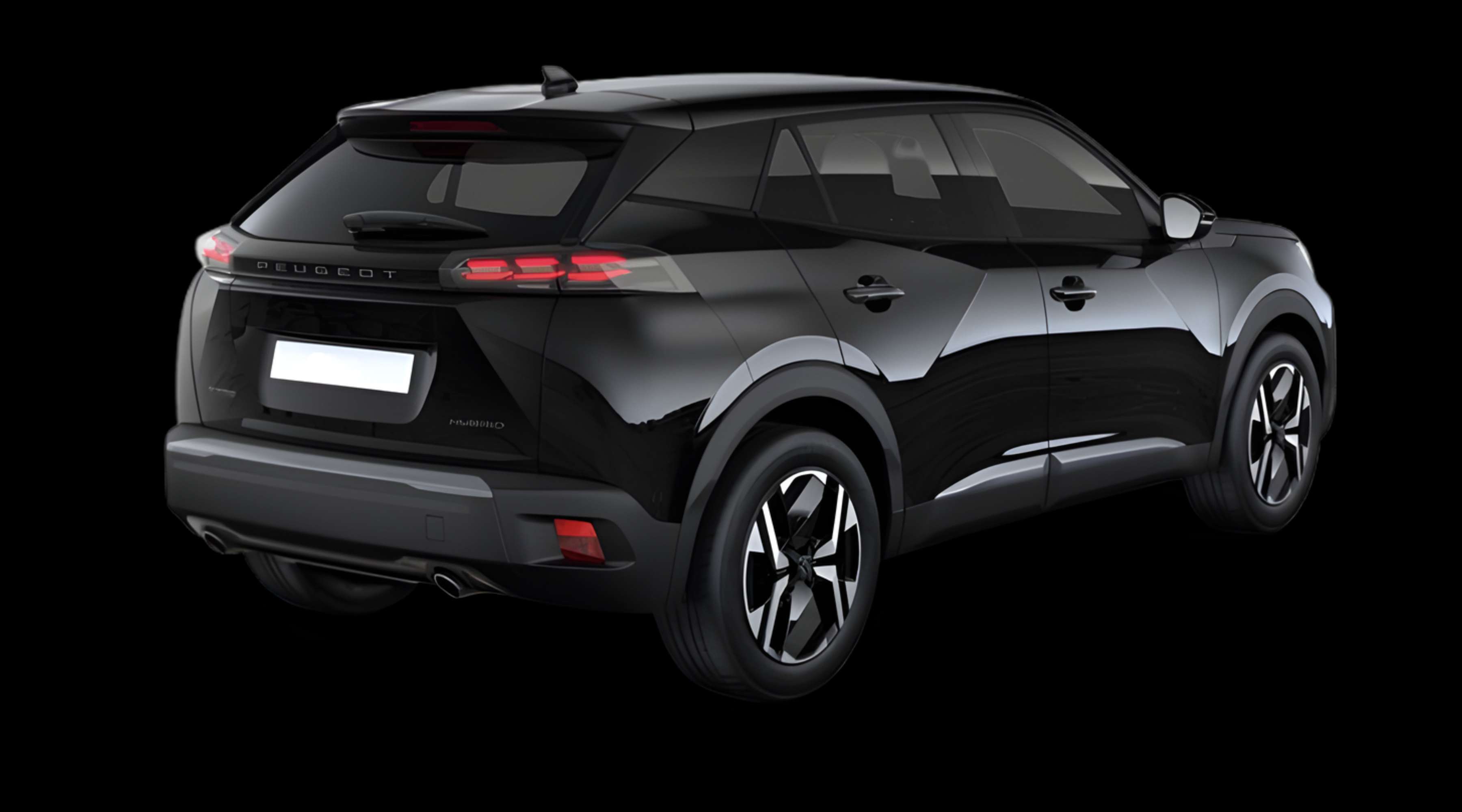 Schräge Heckansicht eines Peugeot 2008, freigestellt