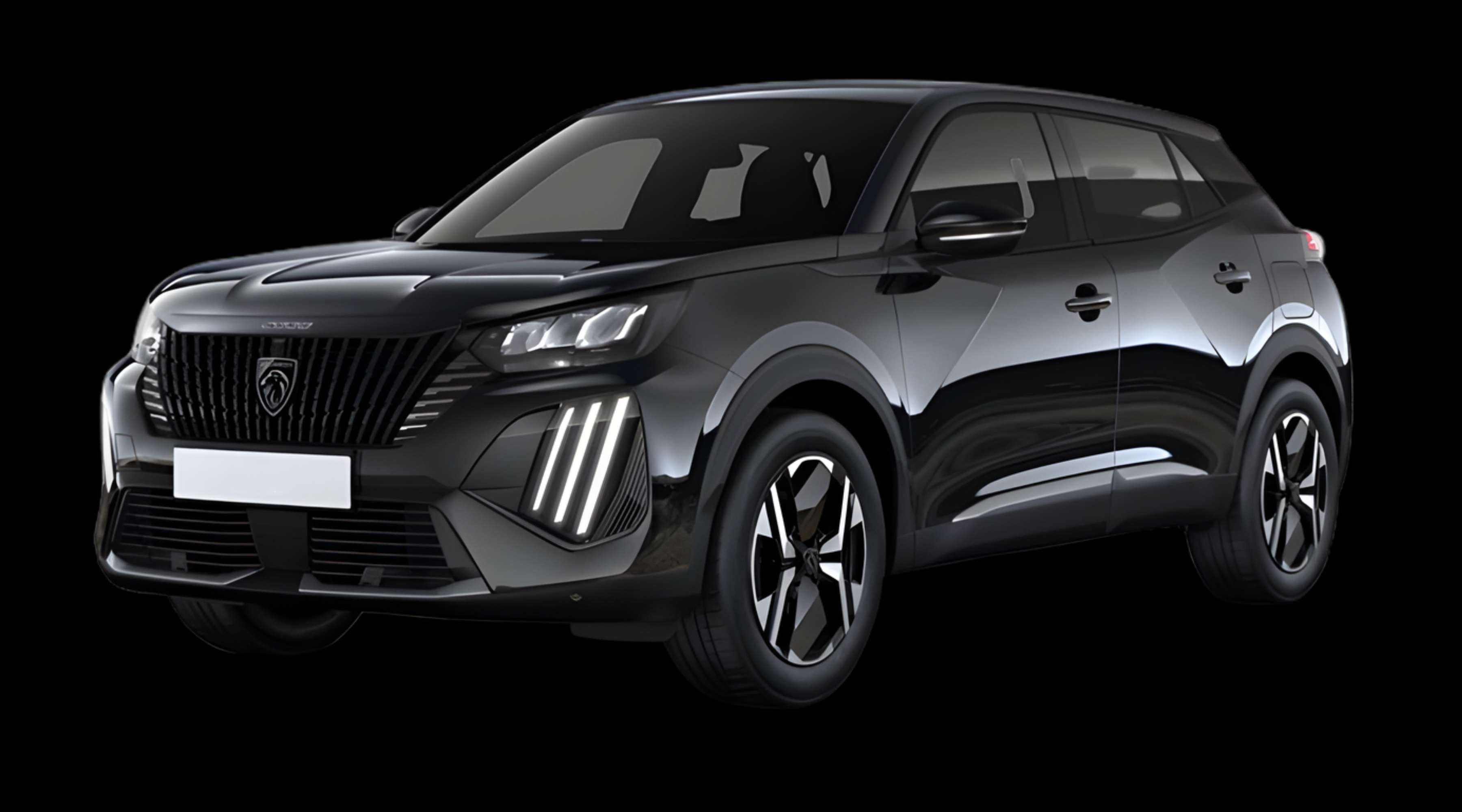 Schräge Frontansicht eines Peugeot 2008, freigestellt