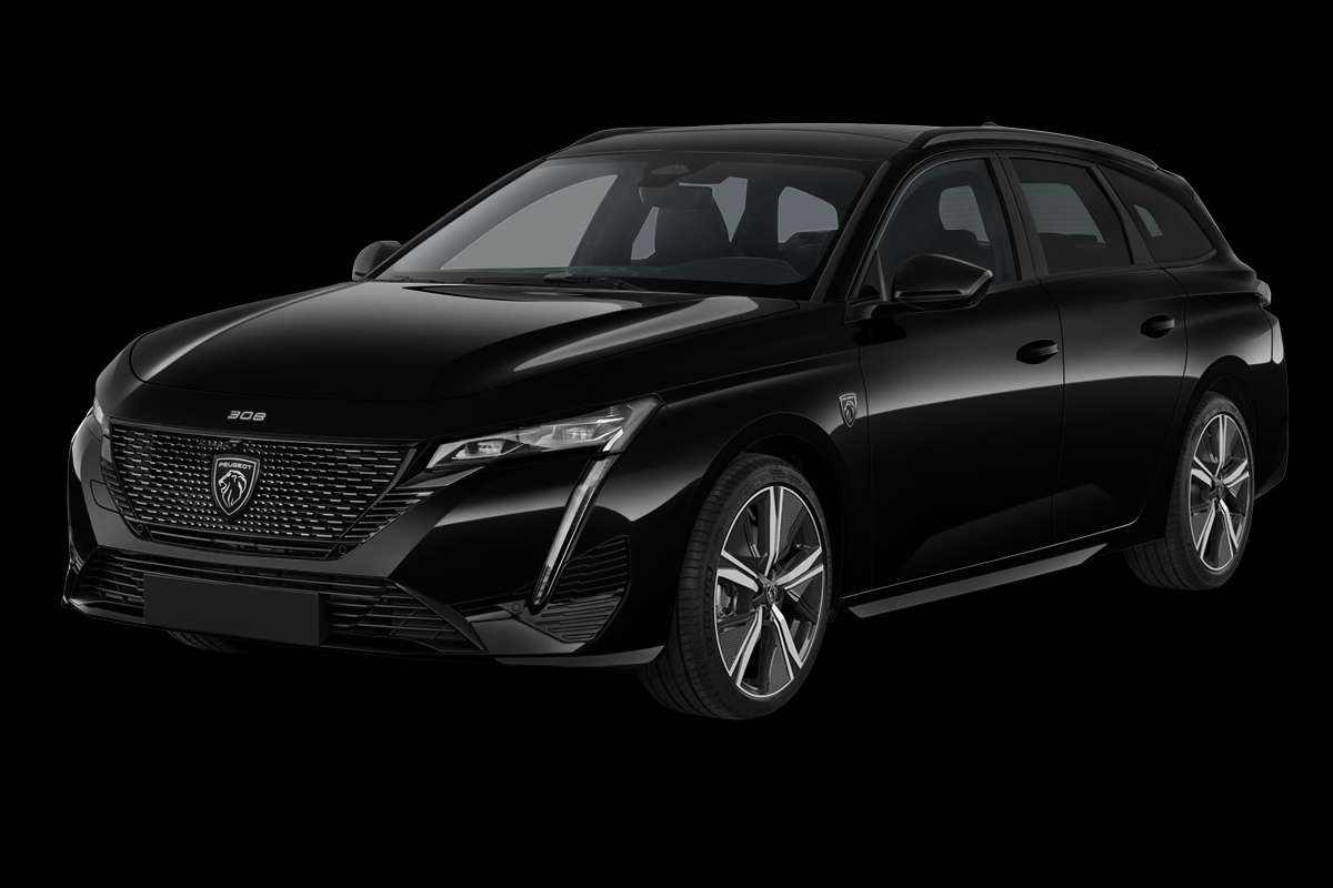 Schräge Frontansicht eines Peugeot 308, freigestellt