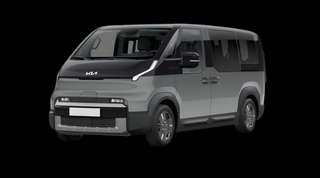 Schräge Frontansicht auf einen Kia PV5 Passenger Essential, freigestellt