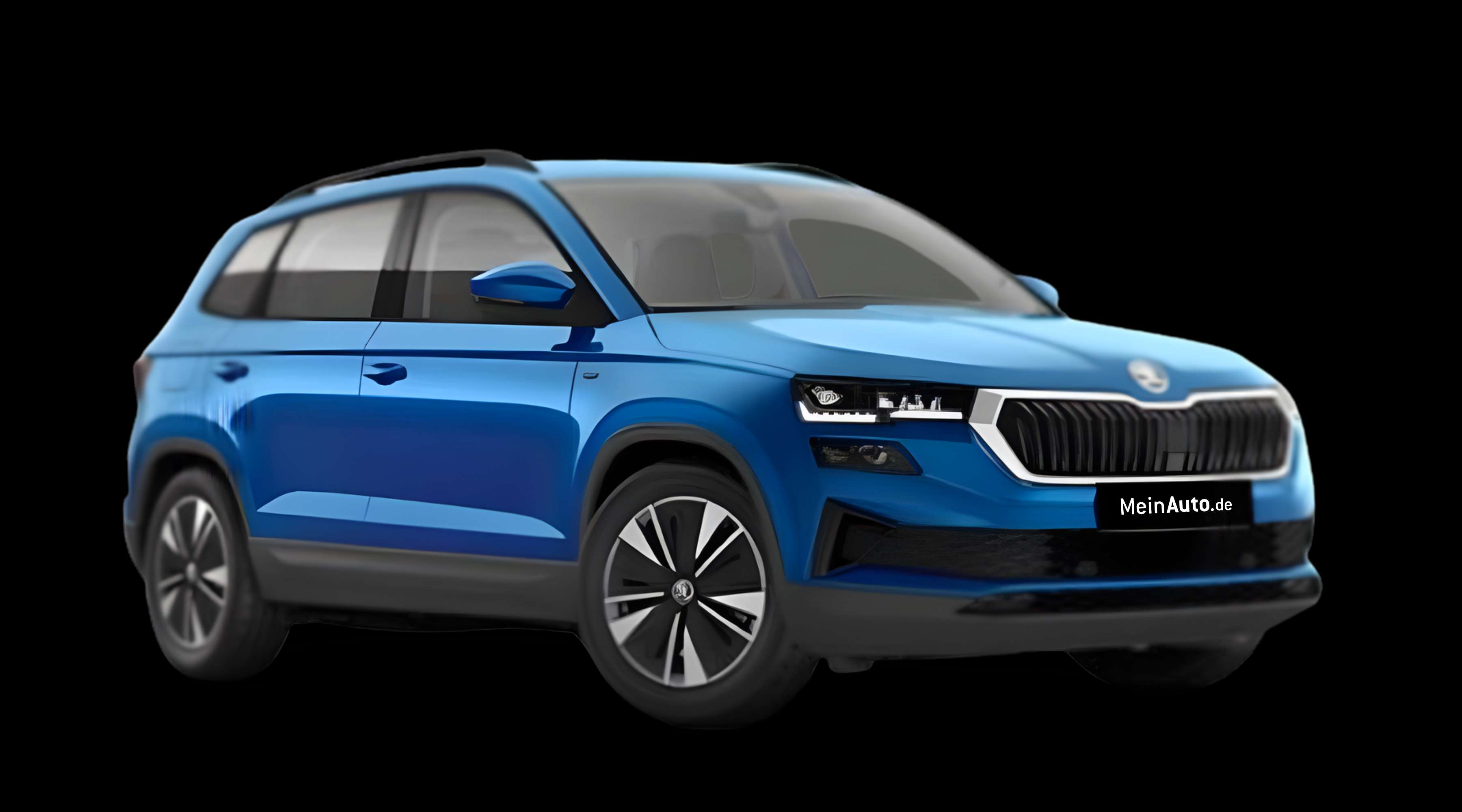 Schräge Frontansicht eines Skoda Karoq, freigestellt