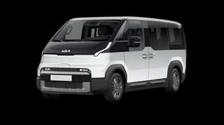 Schräge Frontansicht auf einen Kia PV5 Passenger Elite, freigestellt