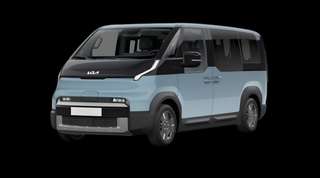 Schräge Frontansicht auf einen Kia PV5 Passenger Elite, freigestellt