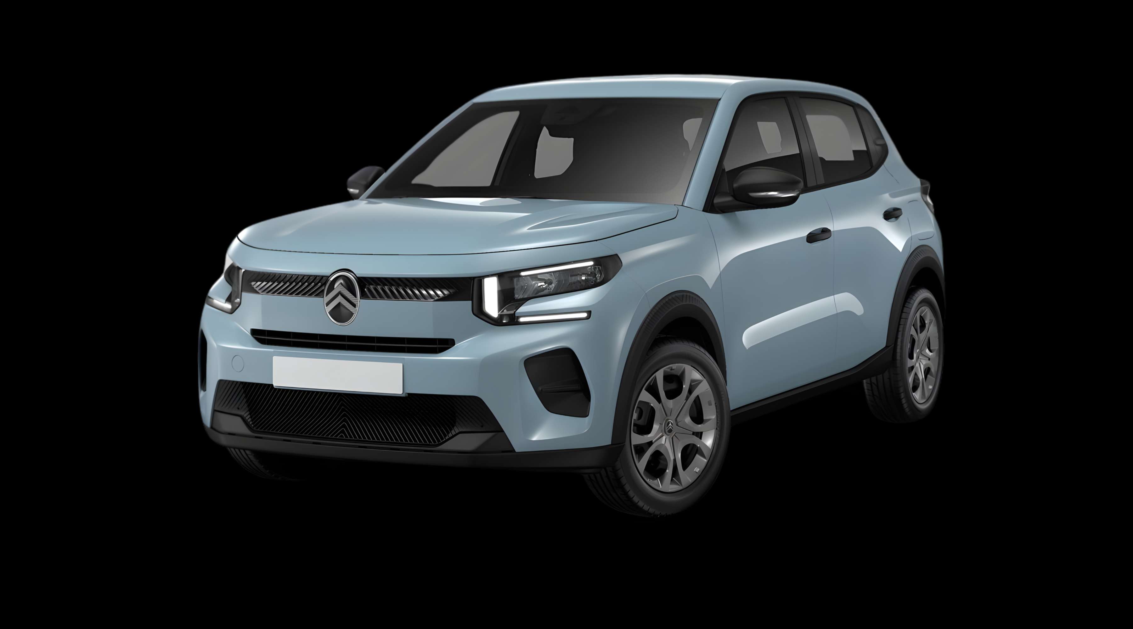 Schräge Frontansicht eines Citroën C3, freigestellt