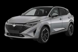 Schräge Frontansicht auf einen Nissan Qashqai N-Connecta, freigestellt